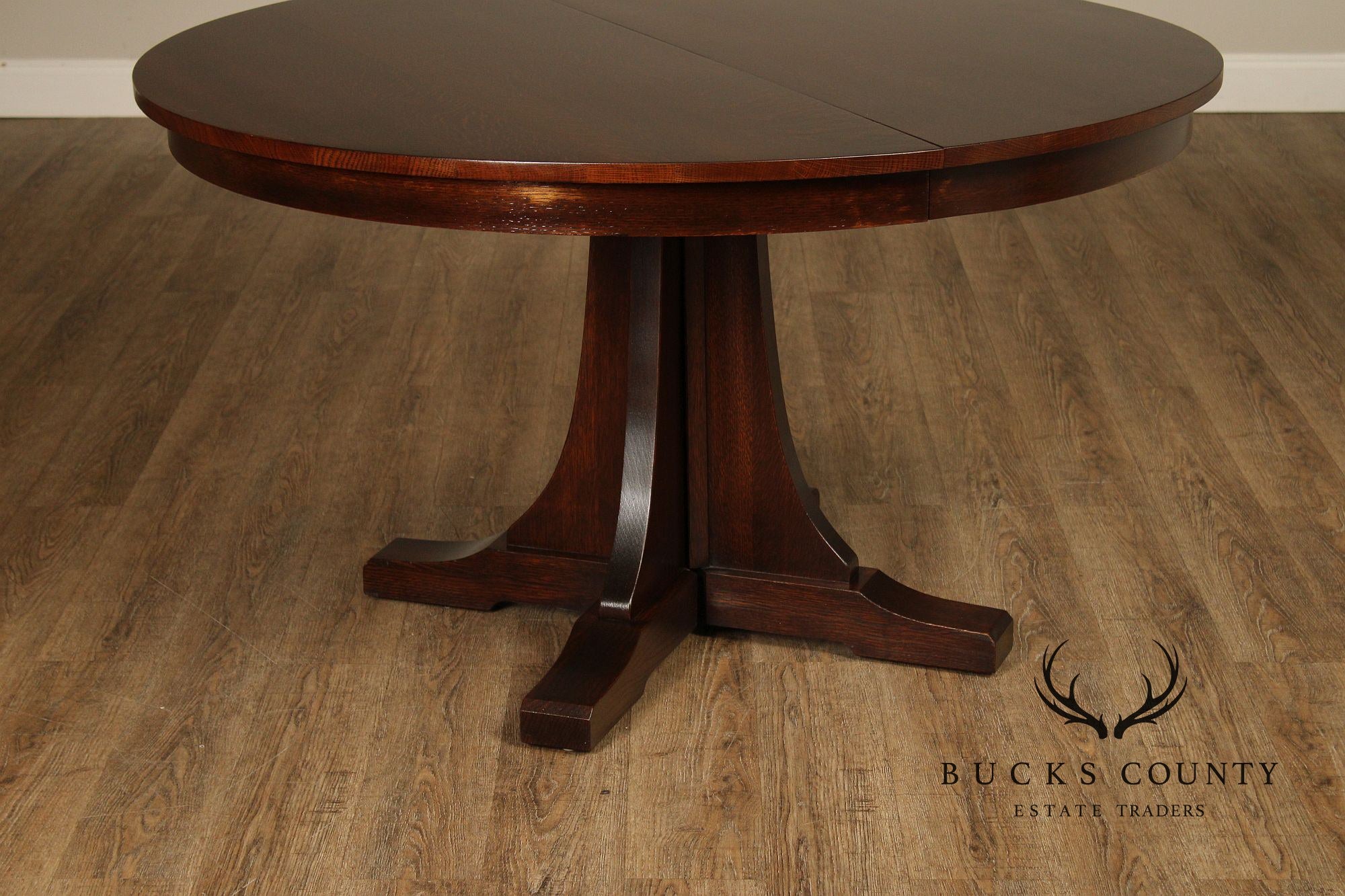Stickley Mission Collection Round Oak Extendable Dining Table