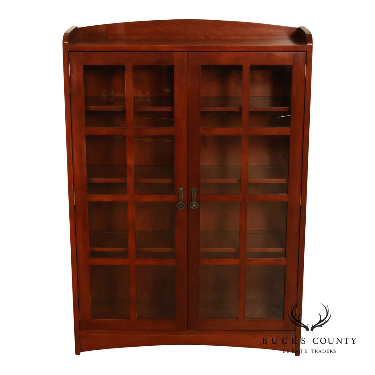 Robert Bergelin Company Custom Arts And Crafts Cherry Glass Door Bookcase Cabinet