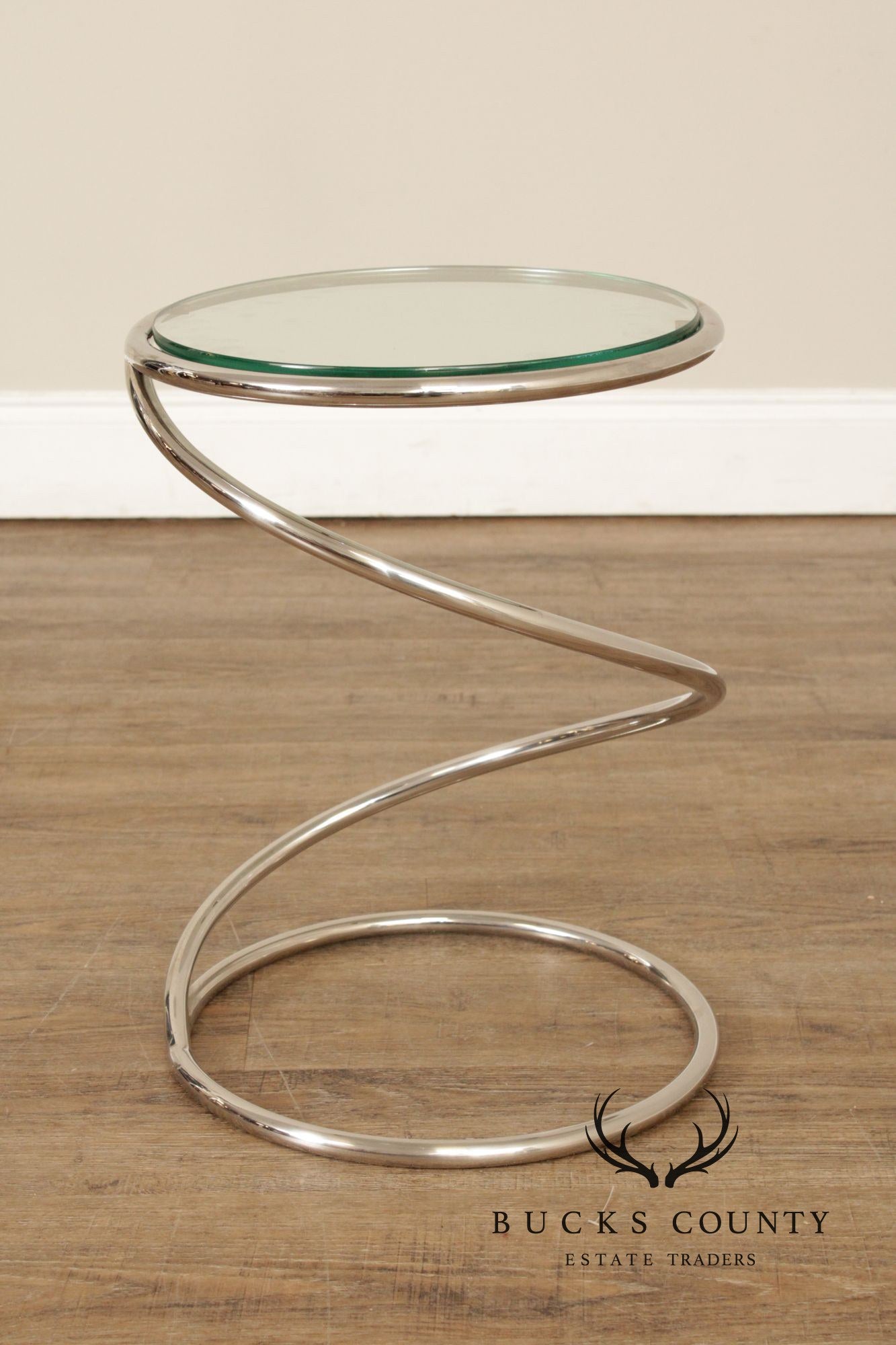 Pace Collection Modern Glass Top Spiral Side Table
