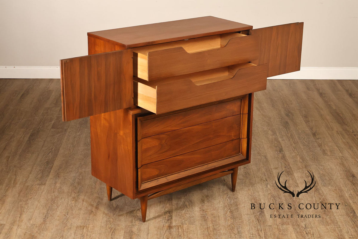 Mid Century Modern Walnut Gentleman’s Chest With Cabinet And Drawers By Basic Witz