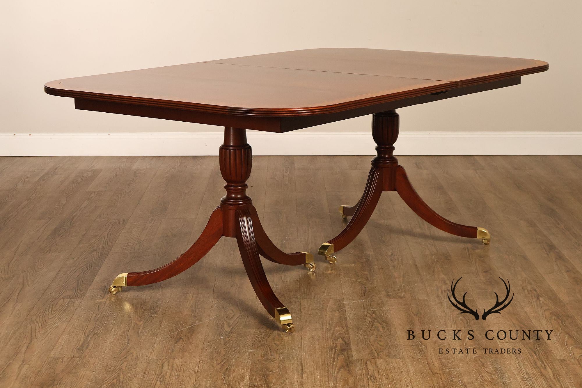 Craftique Mahogany Dining Table With Satin Wood Banding- 4 Leaves