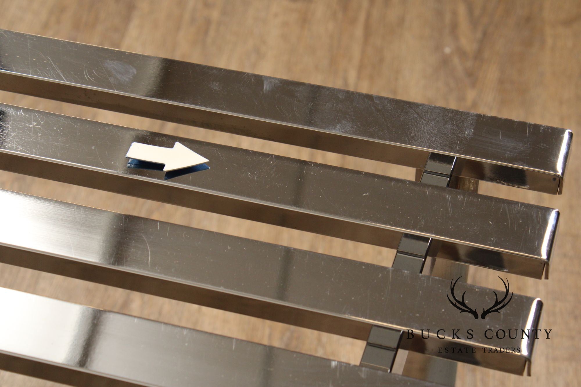 Design Institute of America Modern Slatted Chrome Bench