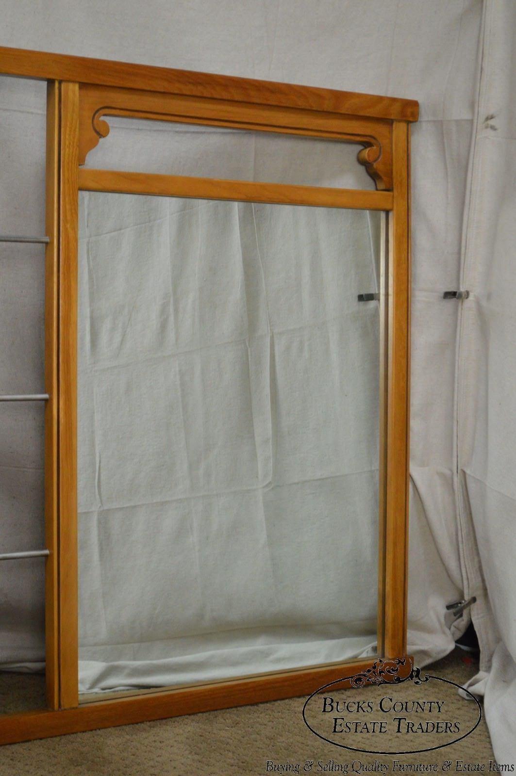 Mid Century Modern Light Walnut / Teak 2 Section Mirror by United Furniture Corp