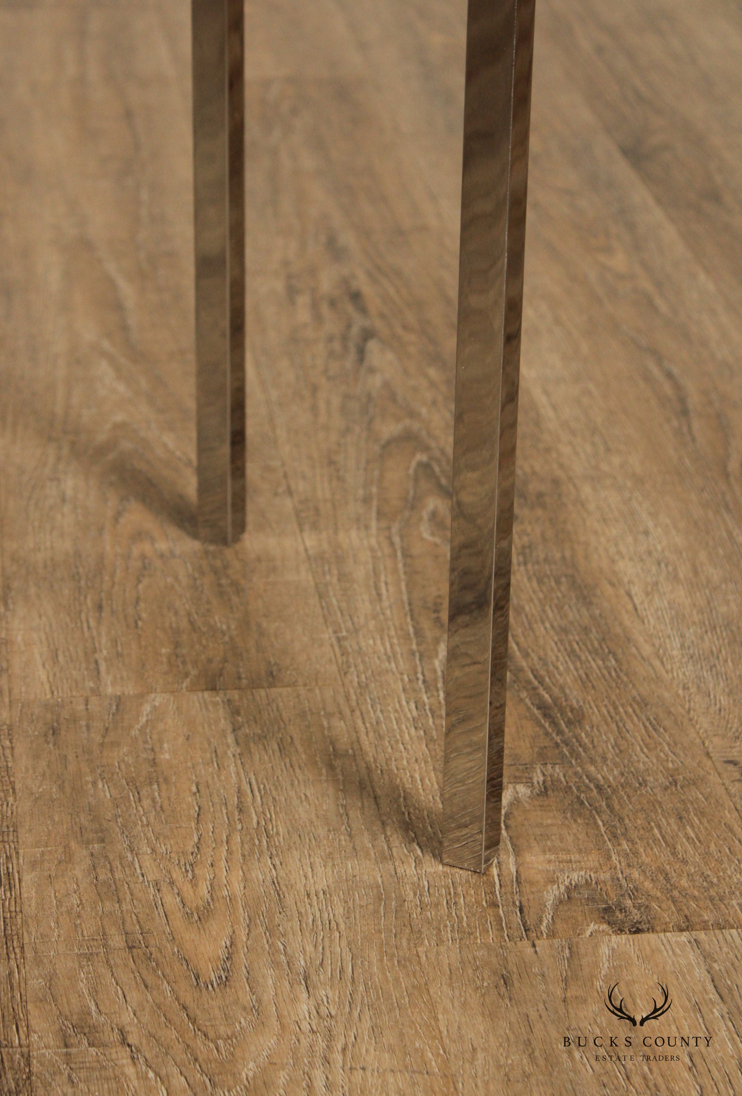 Mid Century Modern Glass Top Chrome Side Table