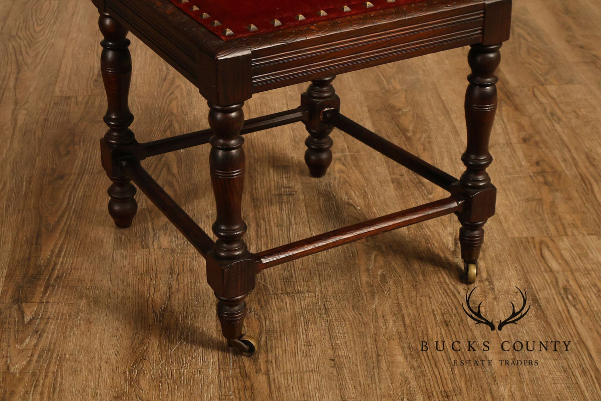 Antique Henry II Style Set of Eight Carved Oak Dining Chairs