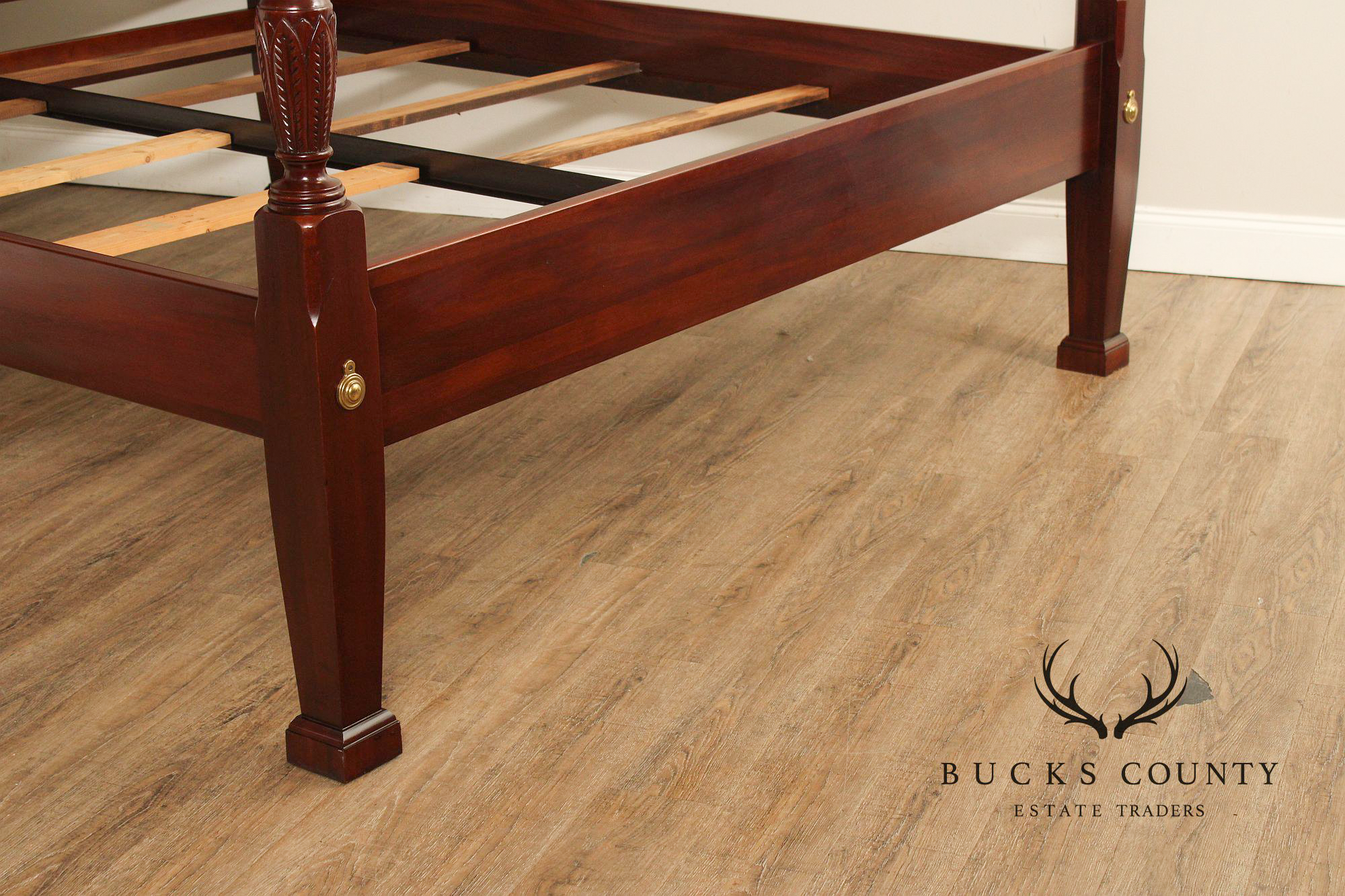 Link Taylor Mahogany King Rice Carved Poster Bed