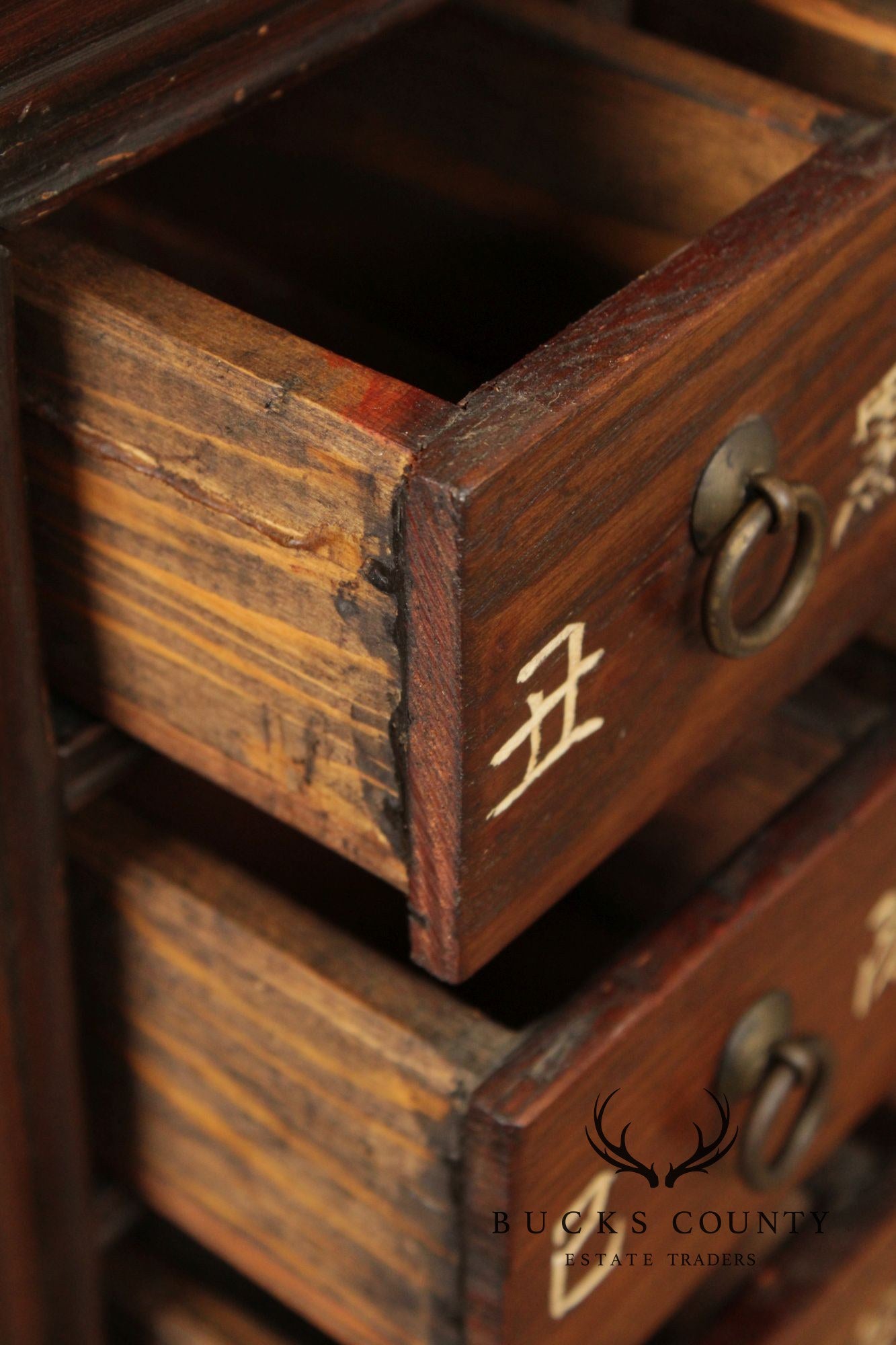 Antique Chinese Elm Apothecary Cabinet