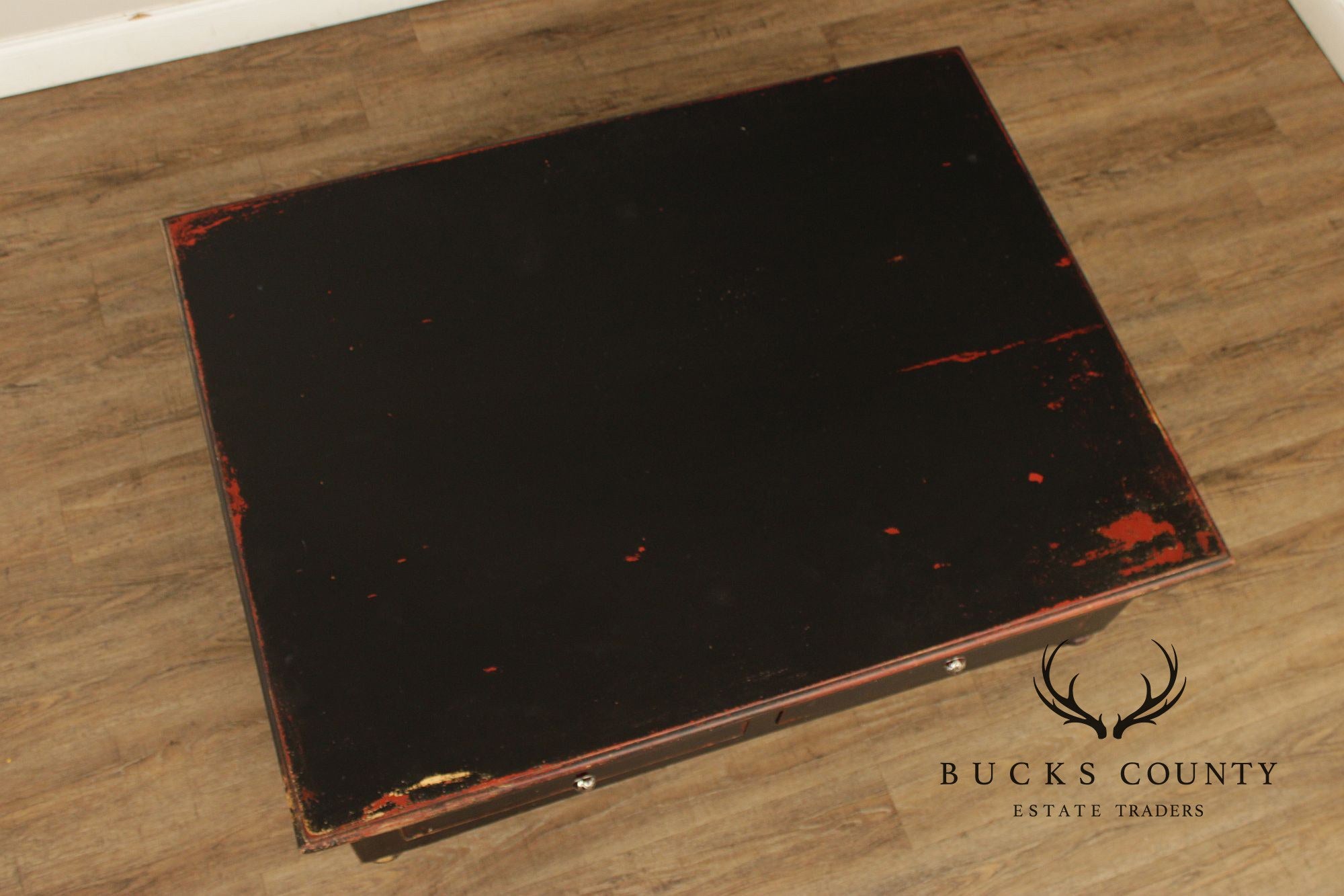 Rustic Distress Painted Storage Coffee Table