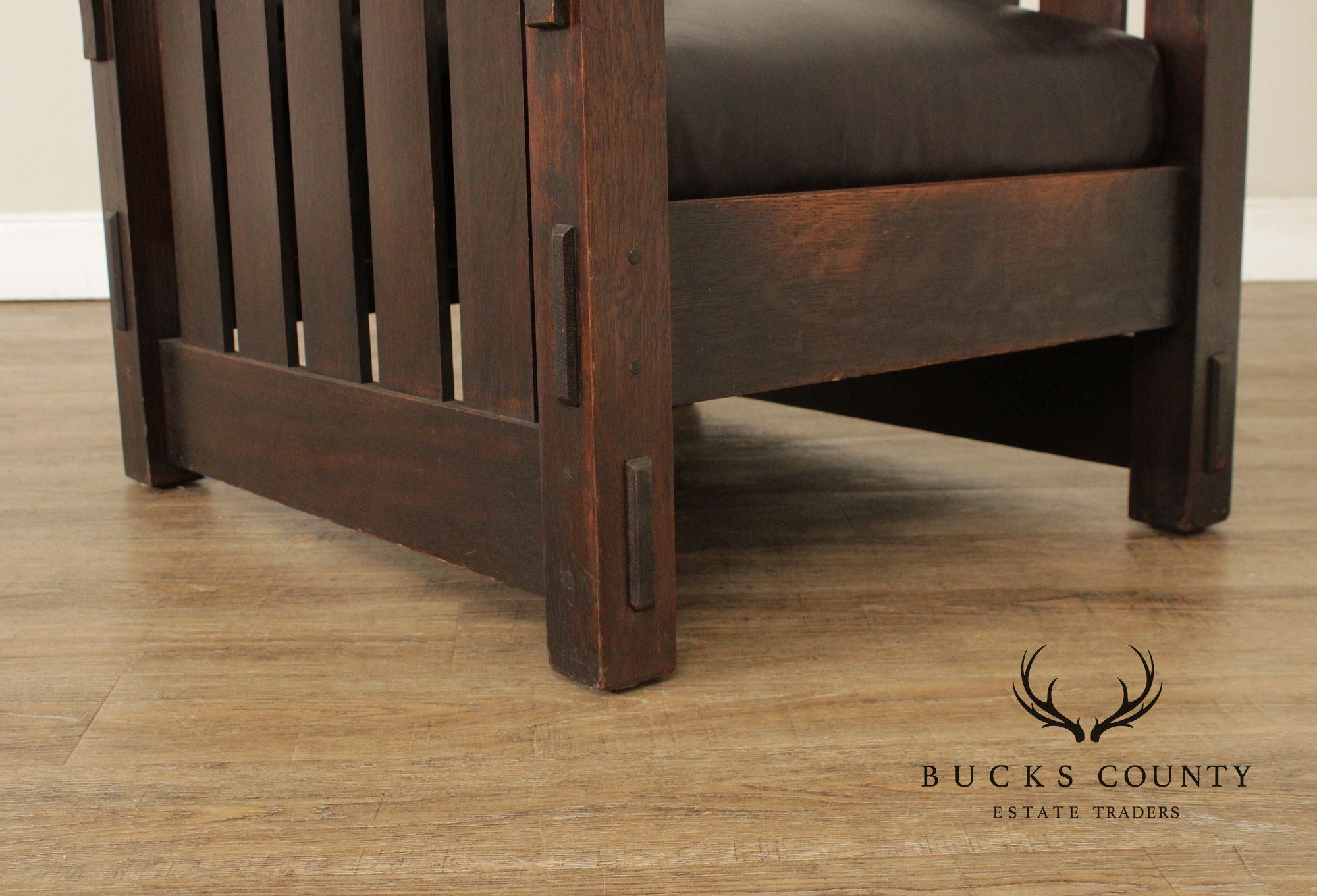 Gustav Stickley Antique Mission Oak and Leather Morris Chair