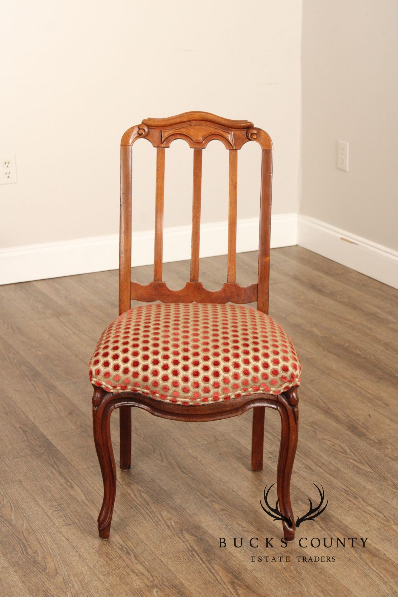 French Louis XV Style Pair of Carved Walnut Side Chairs