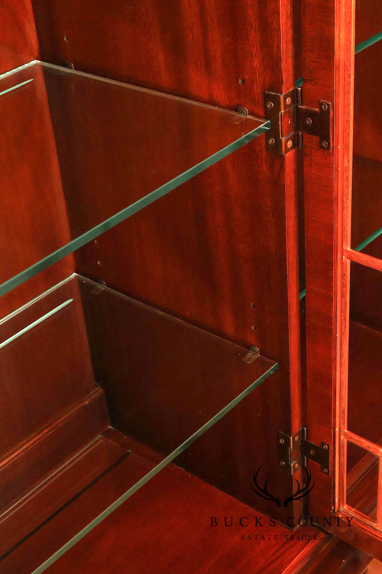 Hickory Chair Banded Mahogany Breakfront China Cabinet