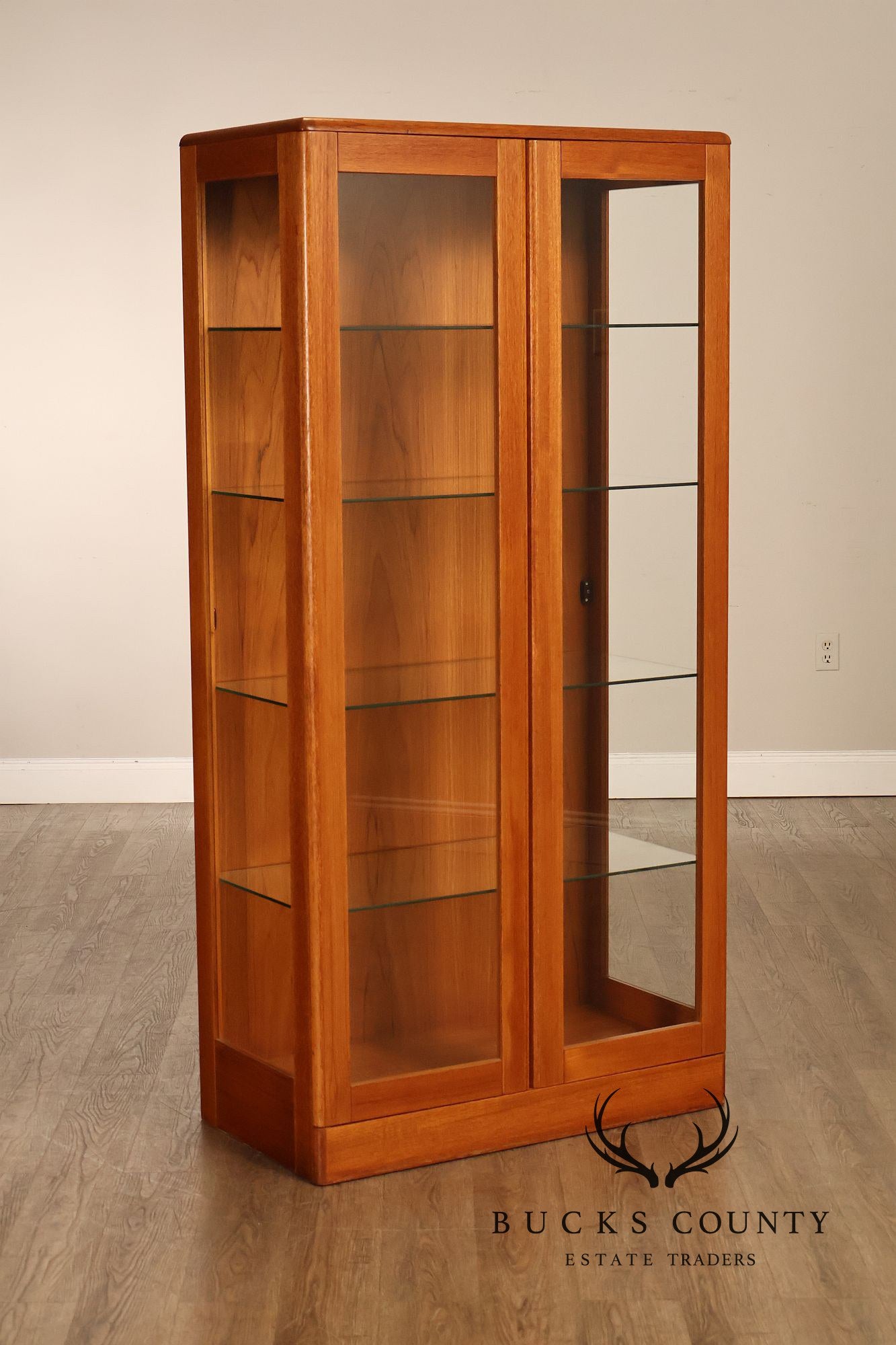 Danish Modern Teak And Glass Curio Display Cabinet