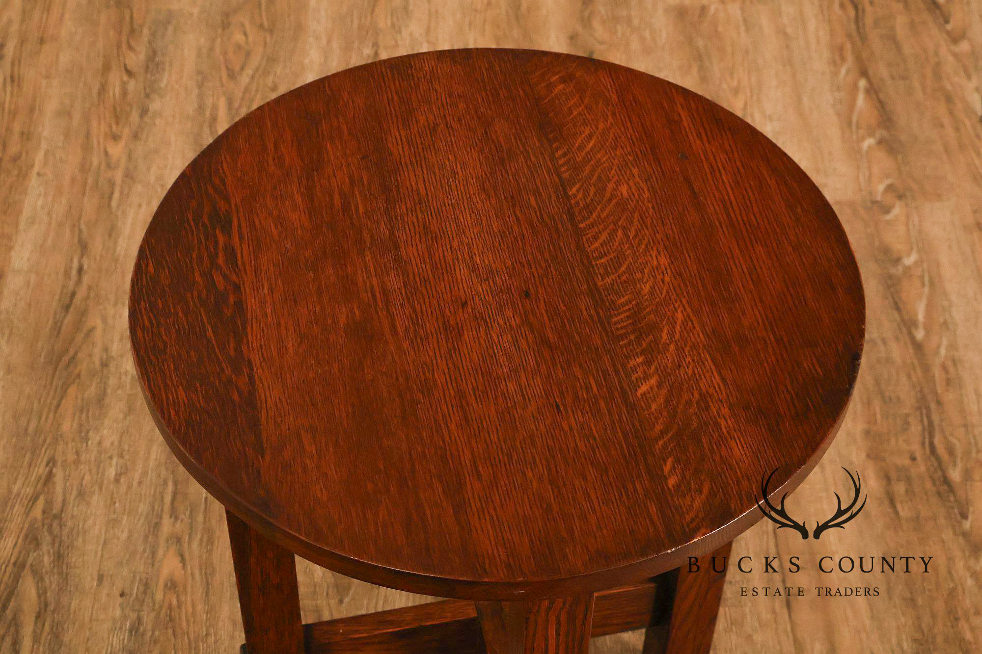 Arts And Crafts Style Round Oak Lamp Table