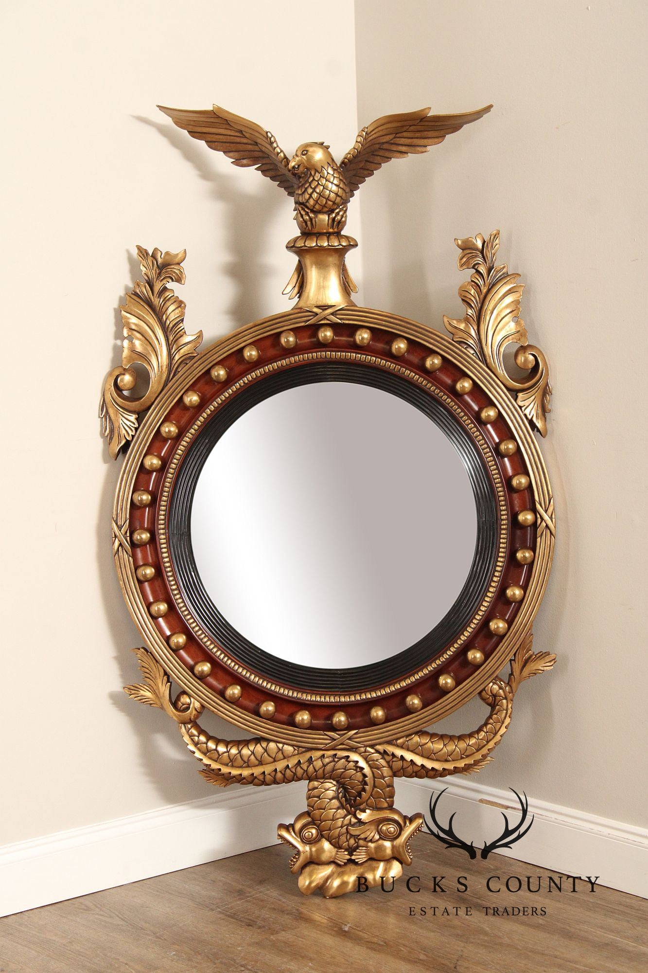 Victoria Collection Federal Style Large Convex Wall Mirror