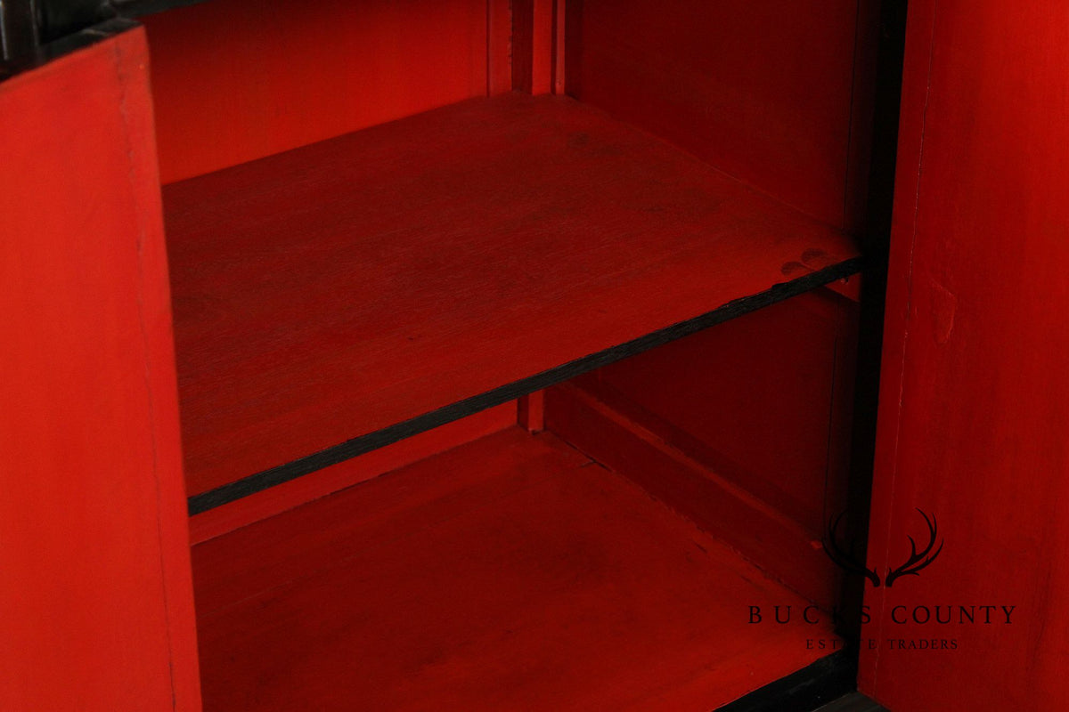 Chinese Export Style Carved Lacquer Cabinet
