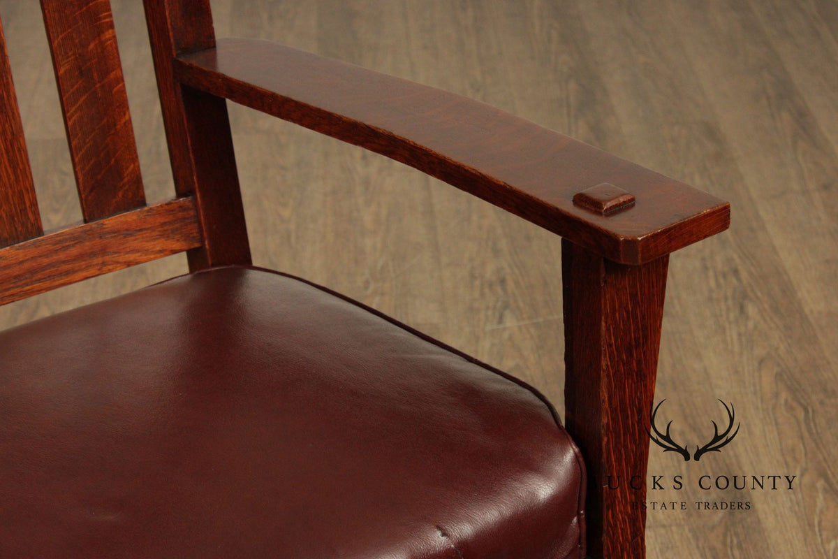 Antique Arts and Crafts Pair of Mission Oak Armchairs