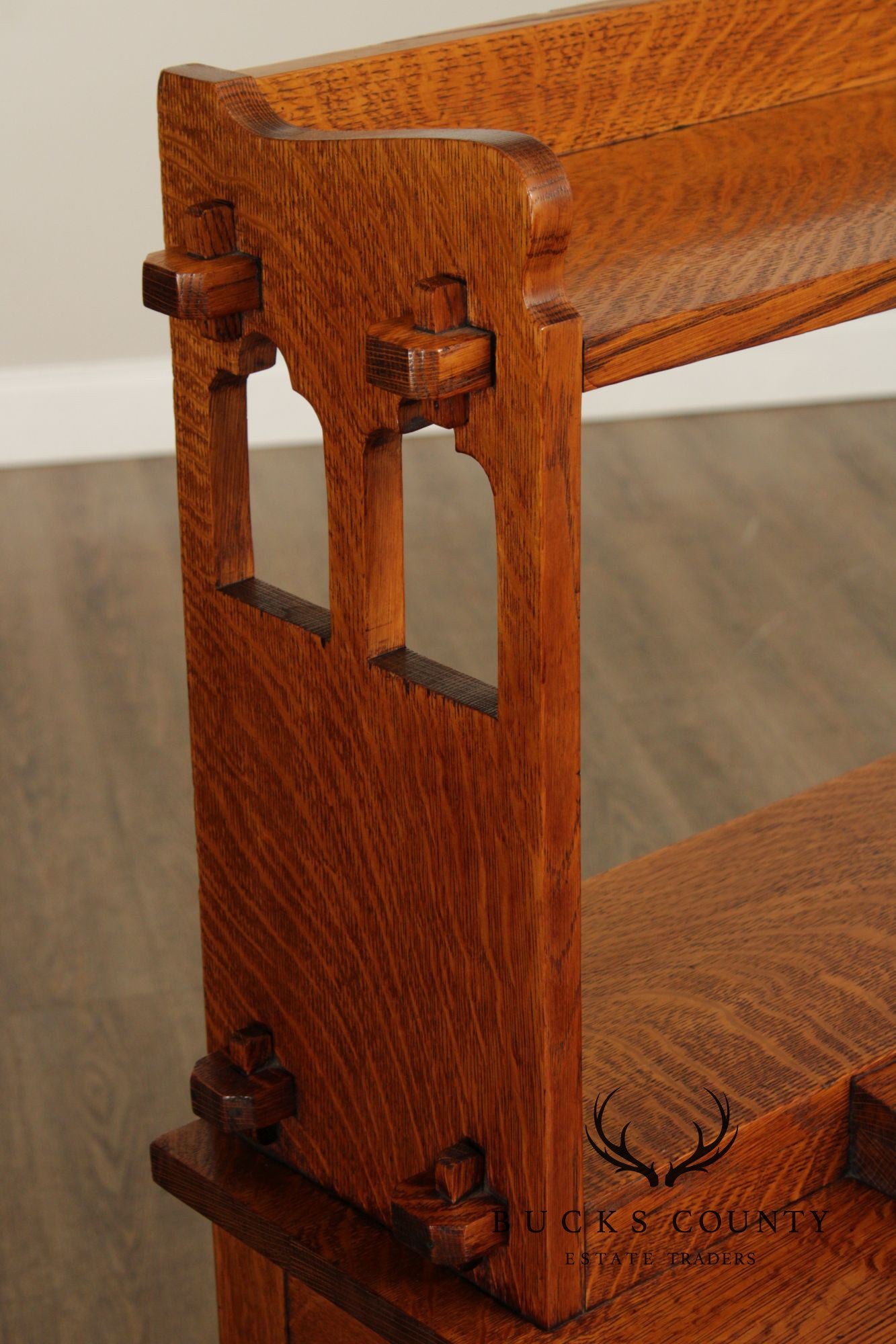Antique Mission Oak Writing Desk With Bookcase Top