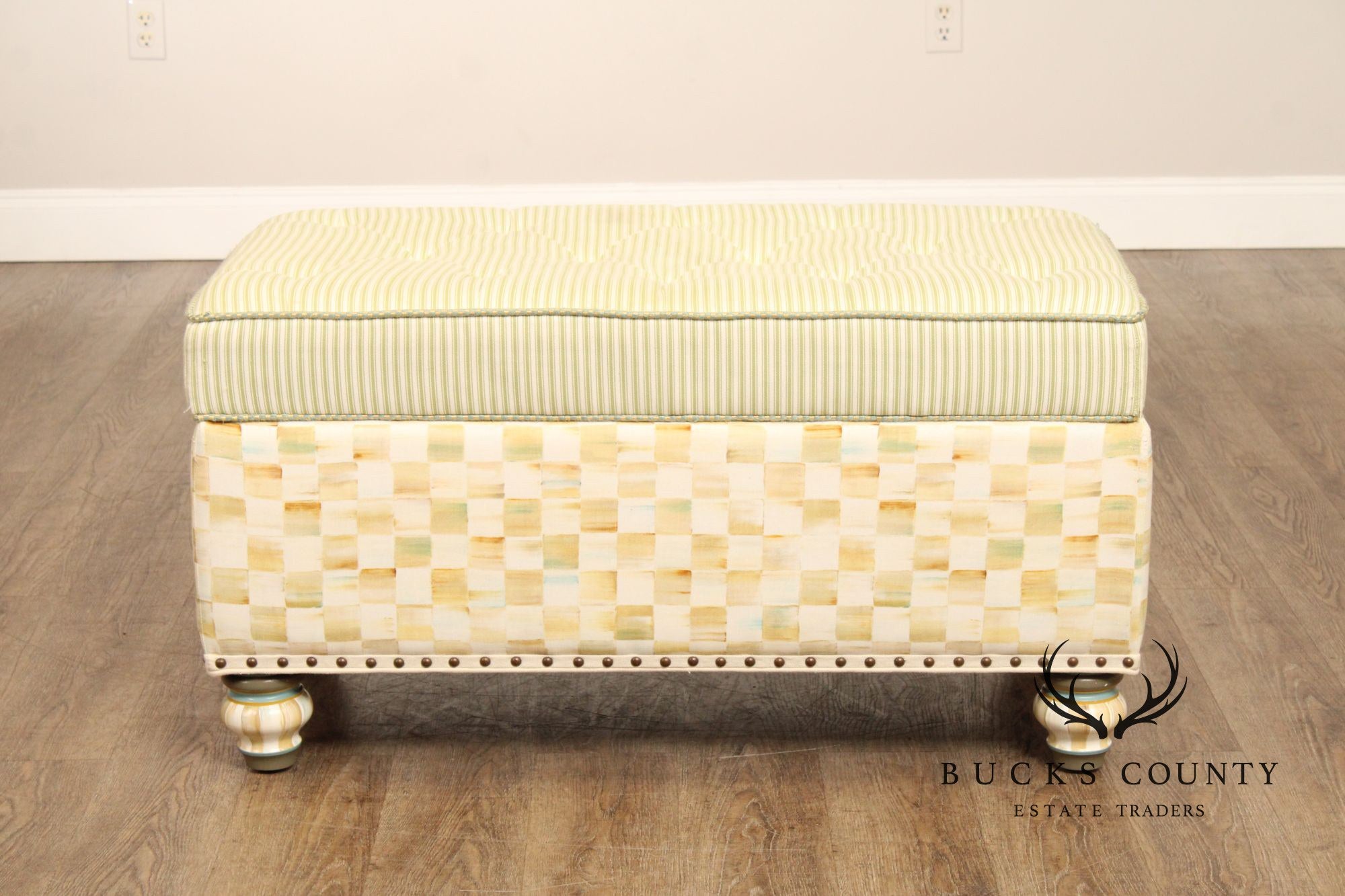 Mackenzie Childs Upholstered Storage Ottoman