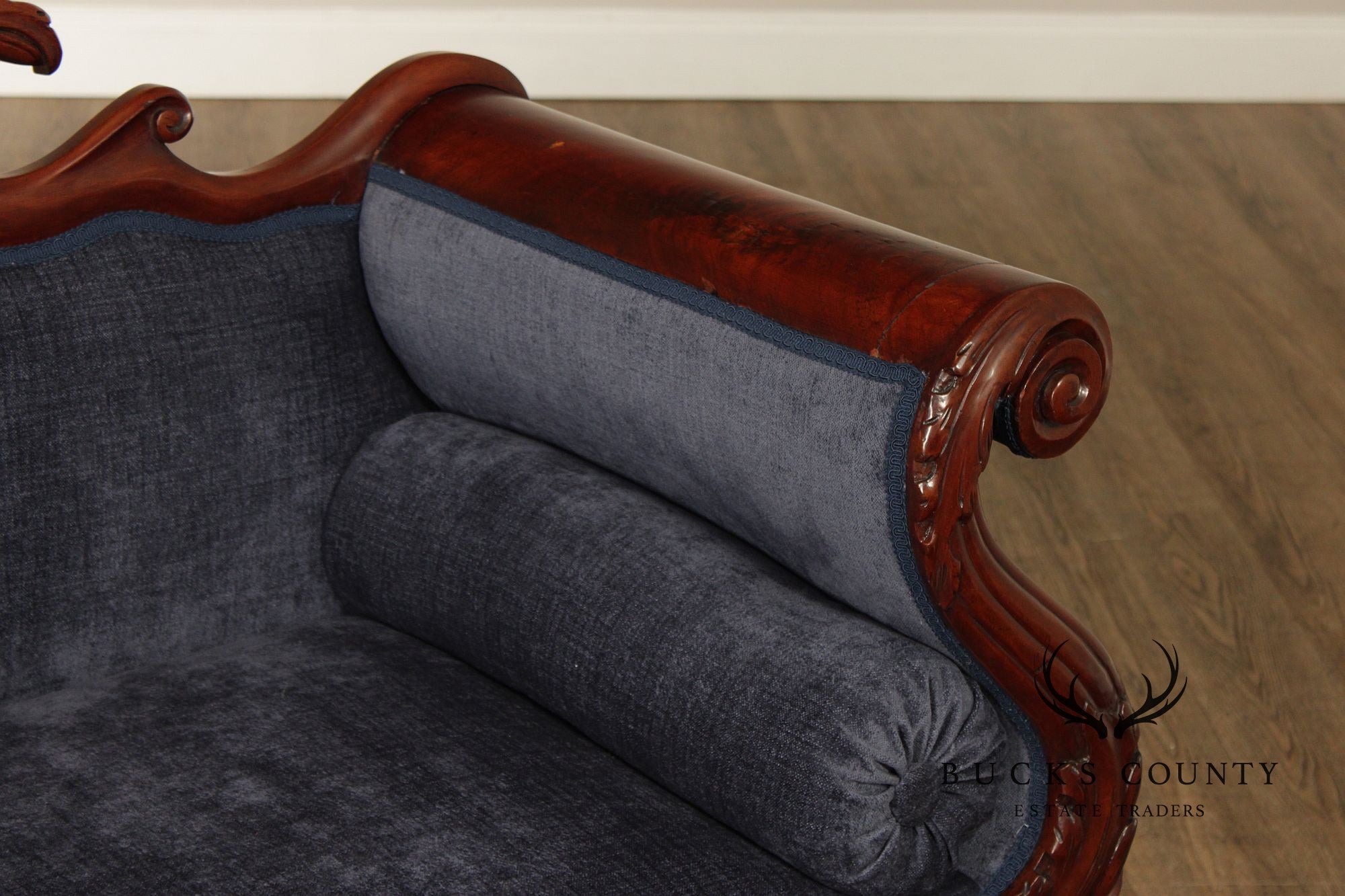 Antique American Carved Mahogany Classical Empire Sofa