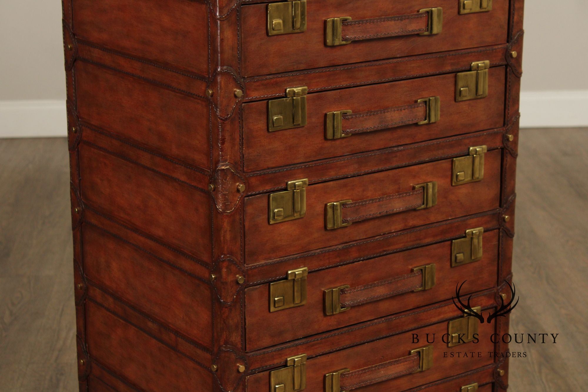 Maitland Smith Leather Stacking Luggage Chest Of Drawers