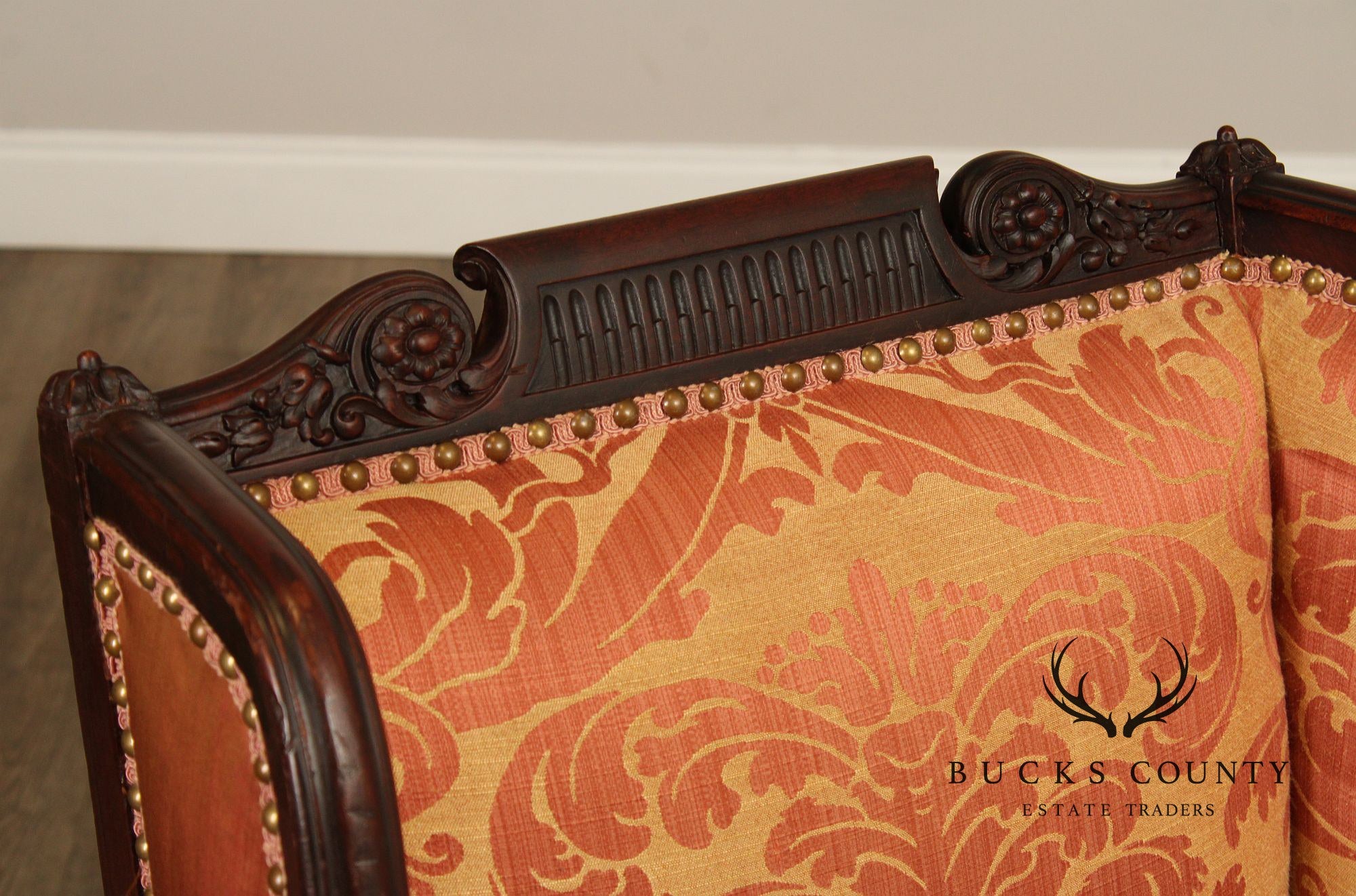 English Regency Style Antique Carved Mahogany Armchair