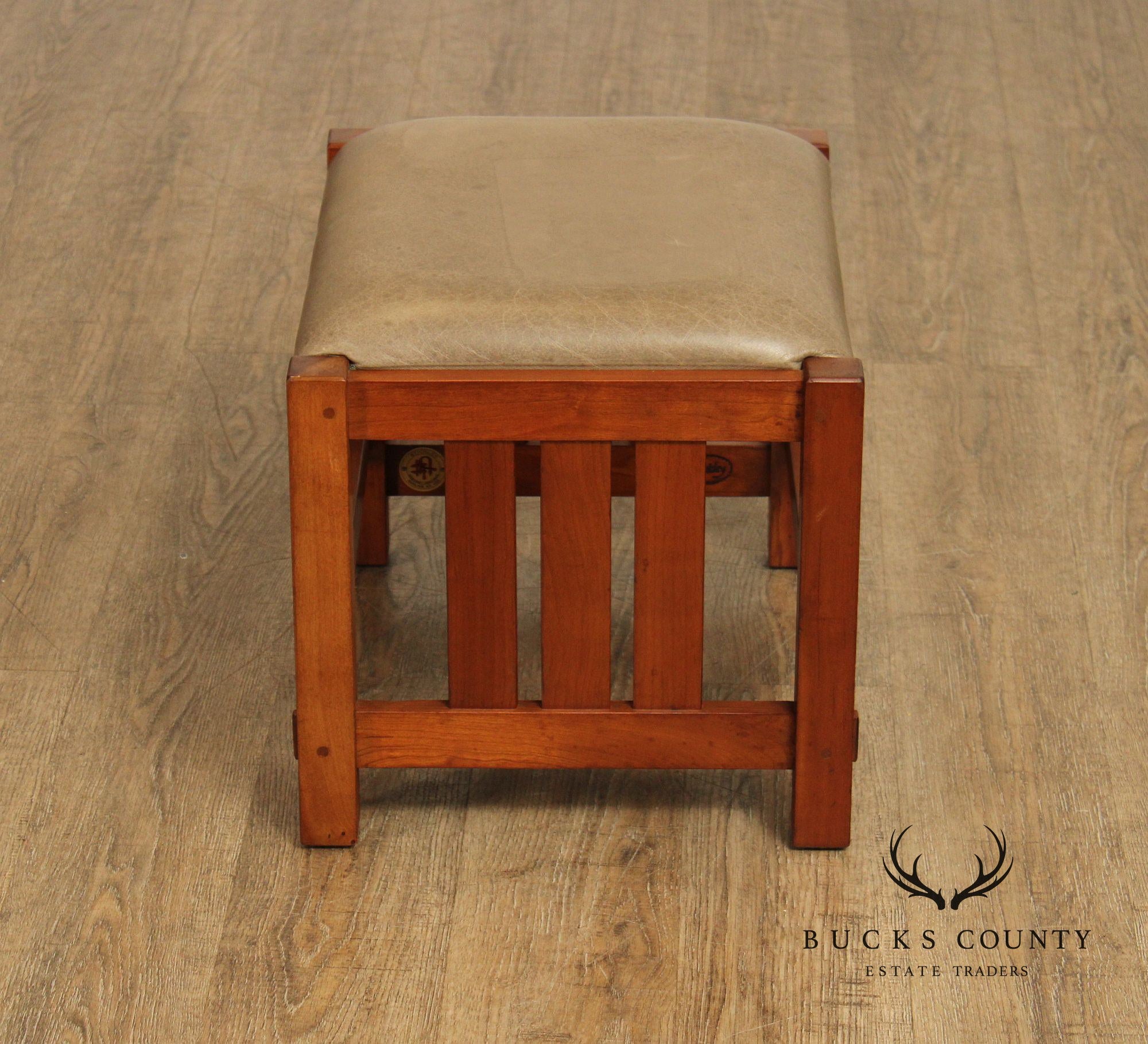 Stickley Mission Collection Cherry and Leather Footstool