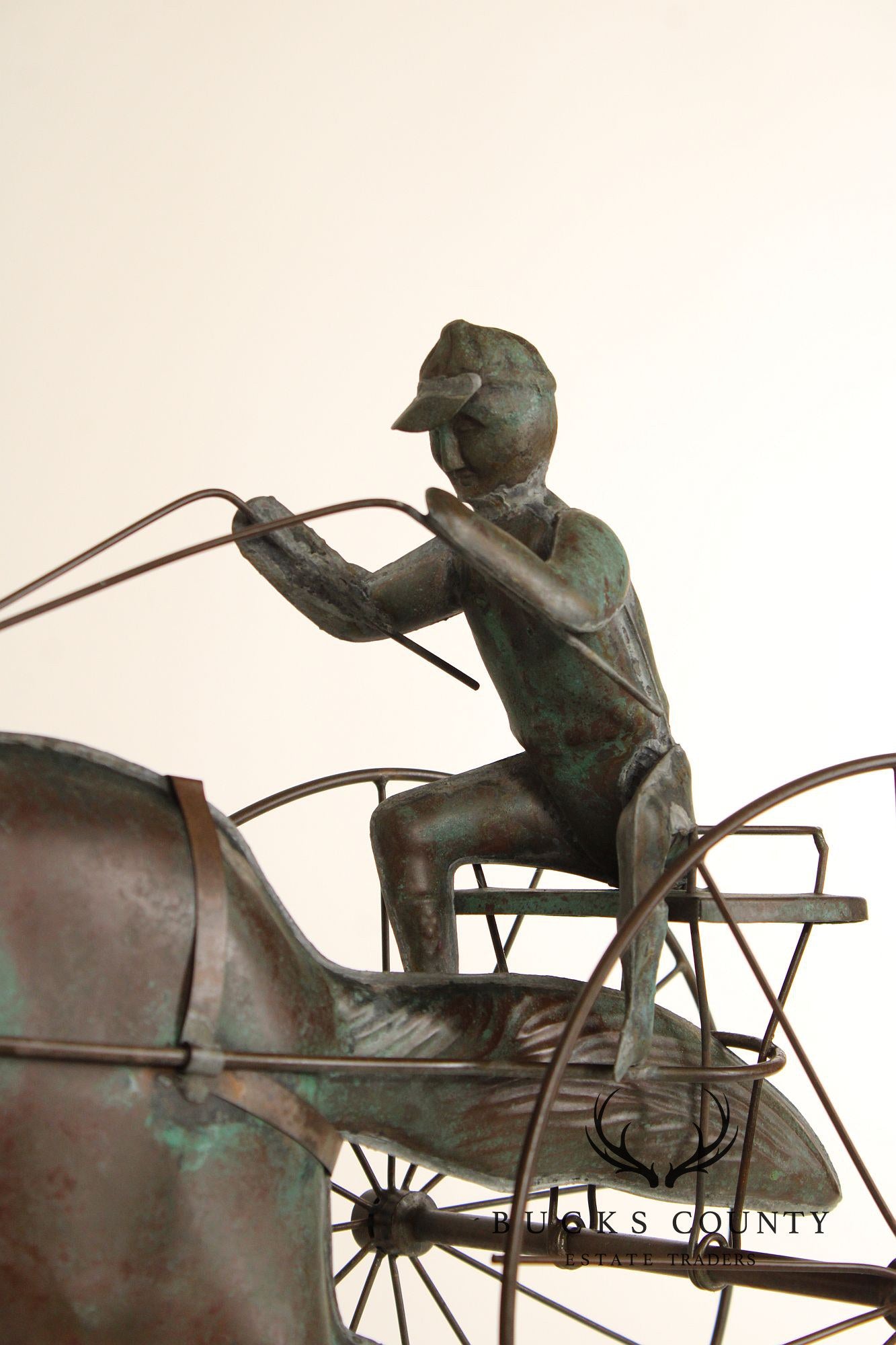 Vintage Jockey and Horse Copper Weathervane