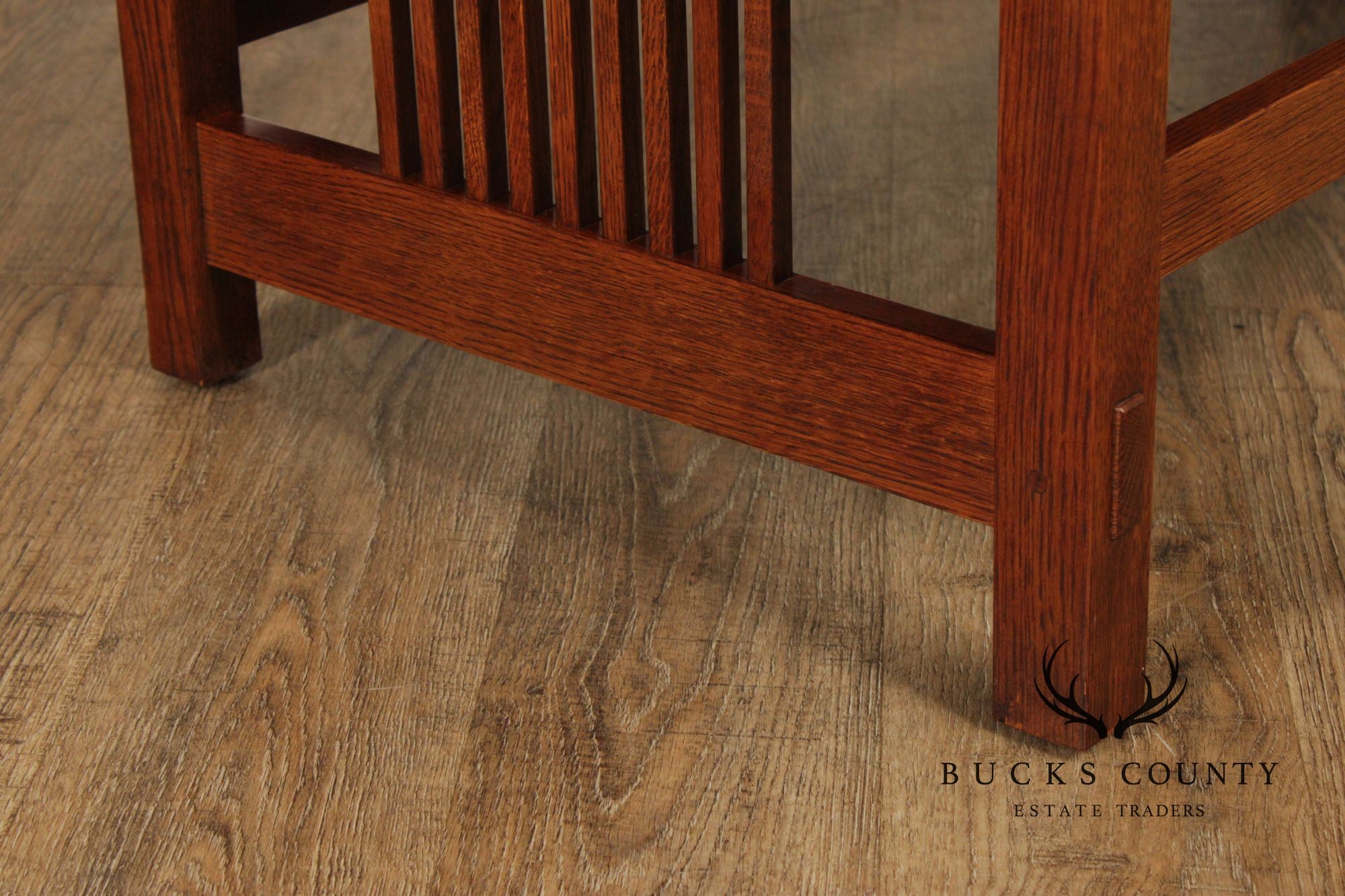 Stickley Mission Collection Oak And Leather Spindle Settee