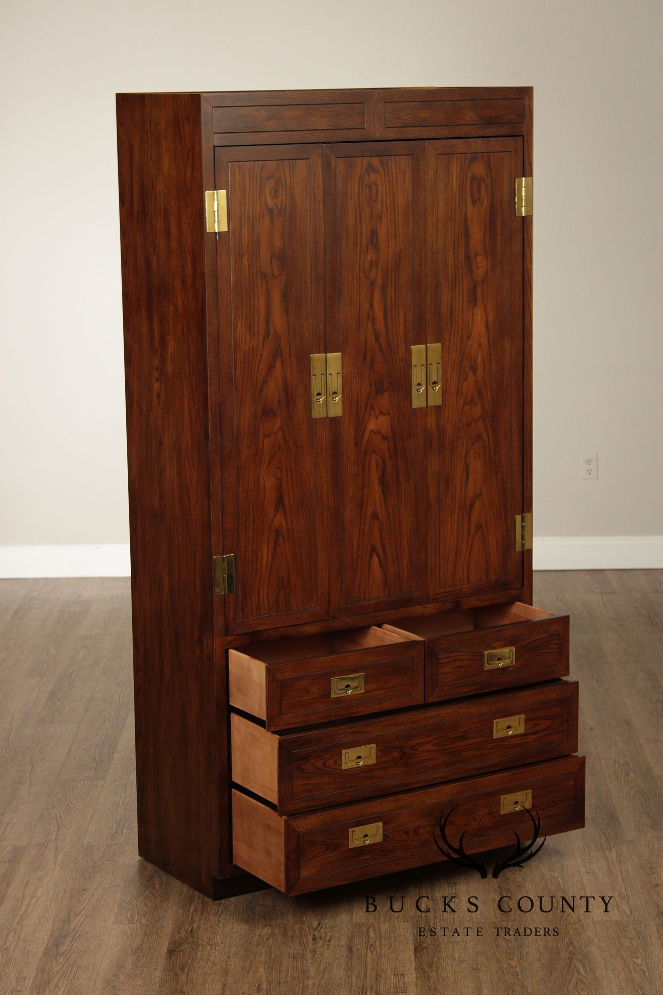 Henredon 'Scene One' Campaign Style Bedroom Armoire Cabinet