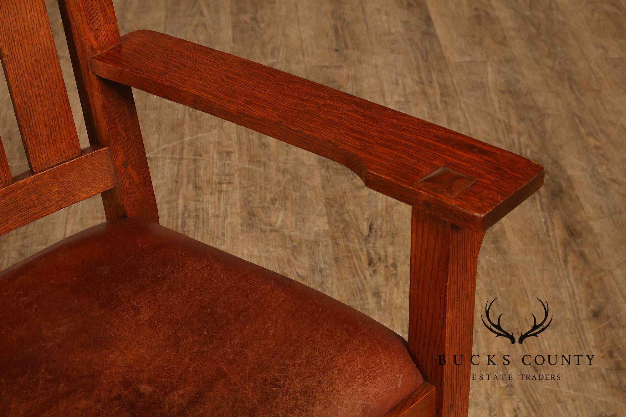 Stickley Mission Collection Set of Six Oak and Leather Dining Chairs