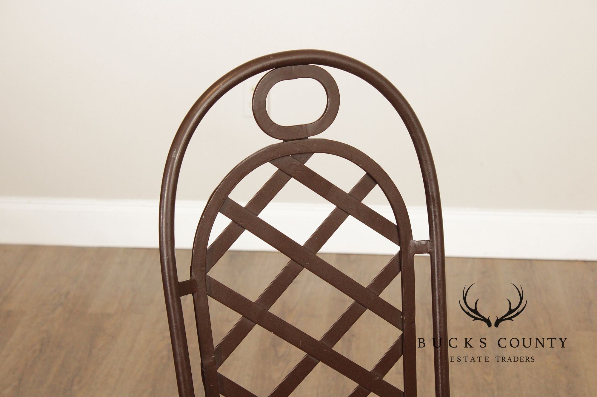 Creative Metal Products Set of Six Wrought Iron Lattice Dining Chairs