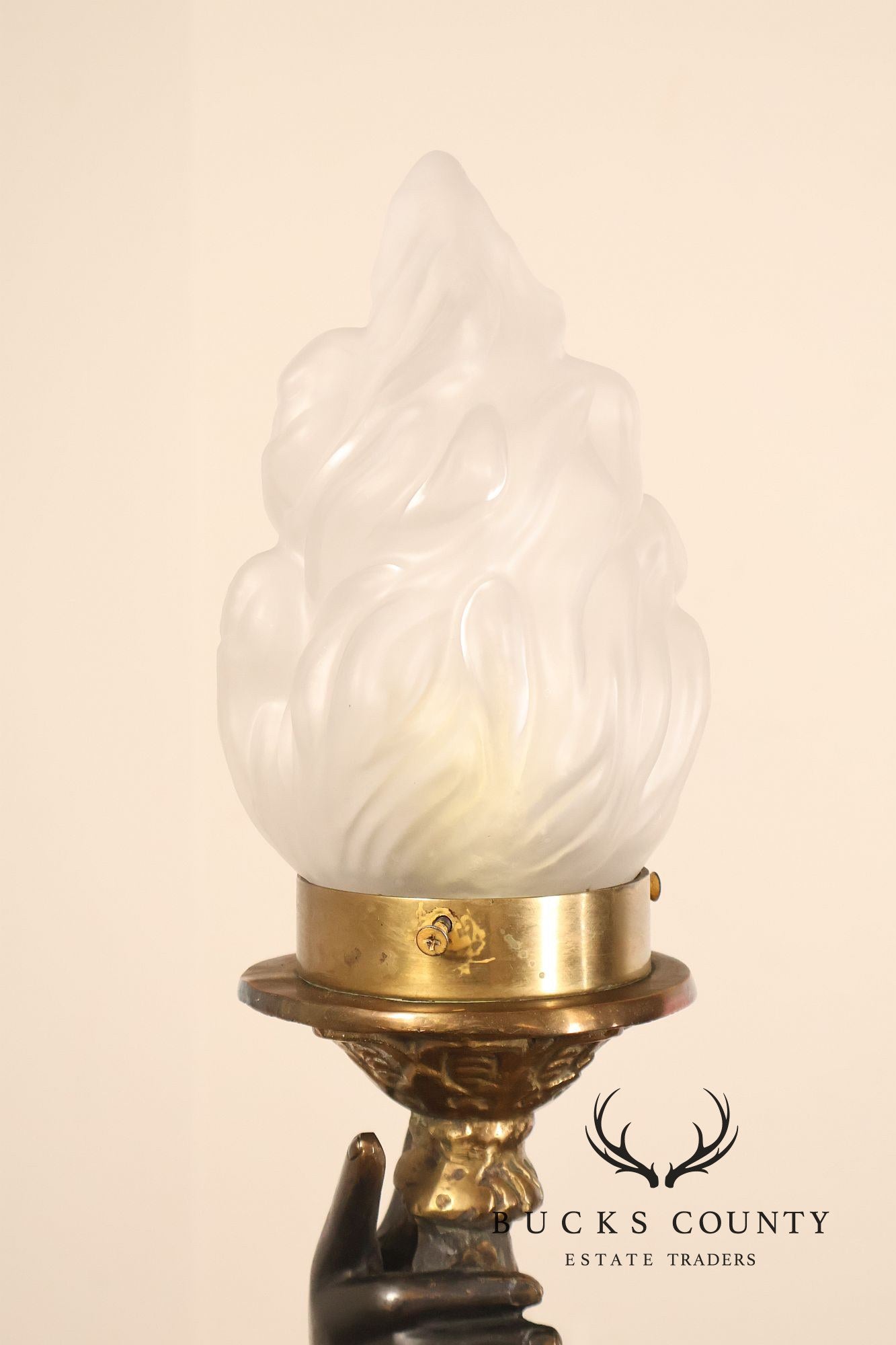 Neoclassical Style Pair Of Bronze Figural Torchere Floor Lamps