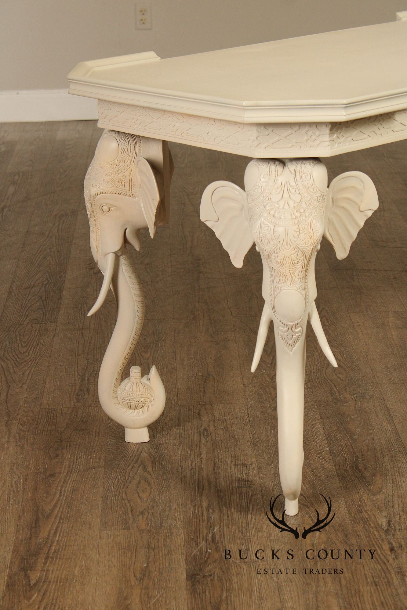 Hollywood Regency Painted Elephant Head Writing Desk