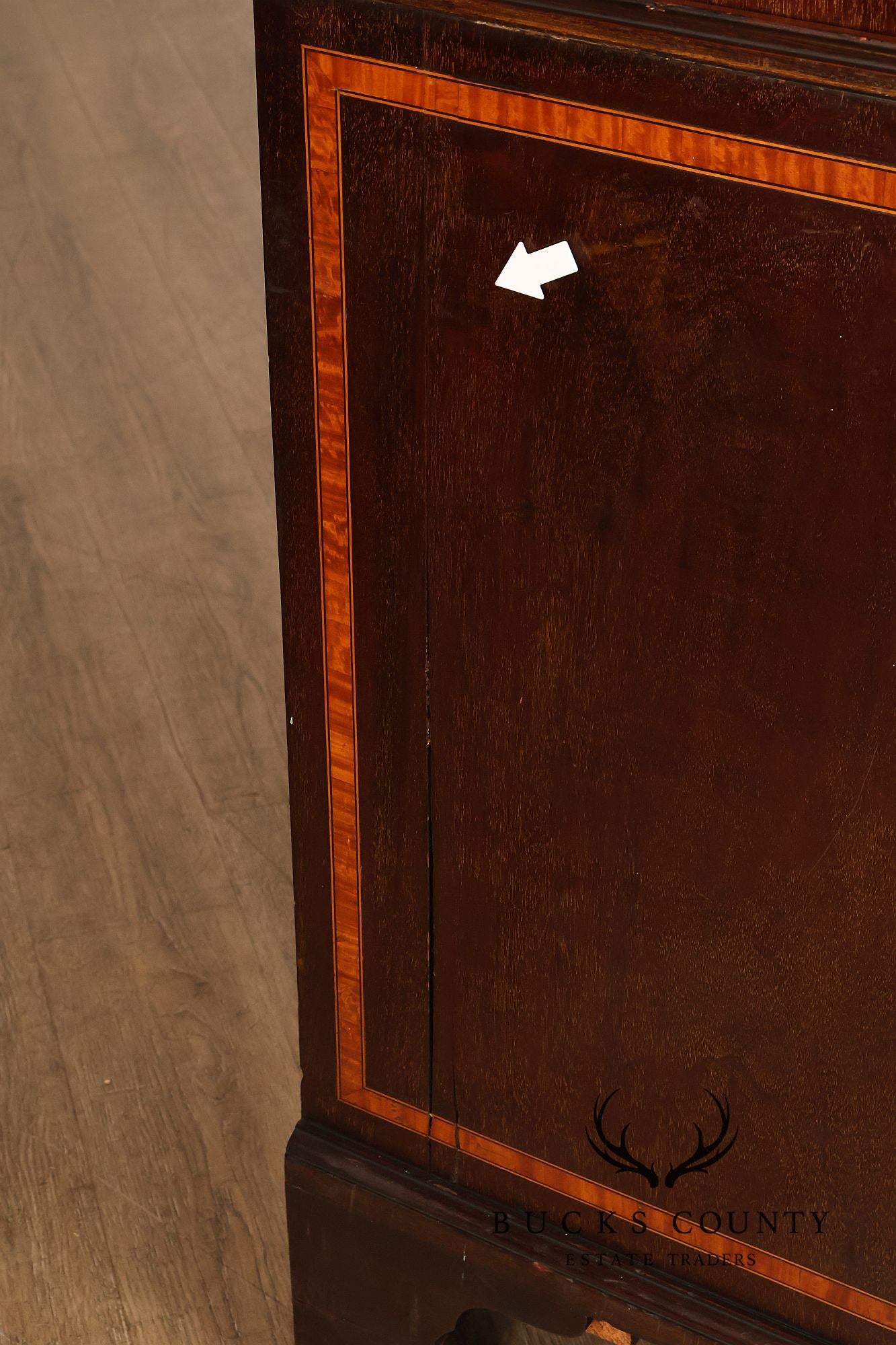 Antique Georgian Style Inlaid Mahogany Chest On Chest