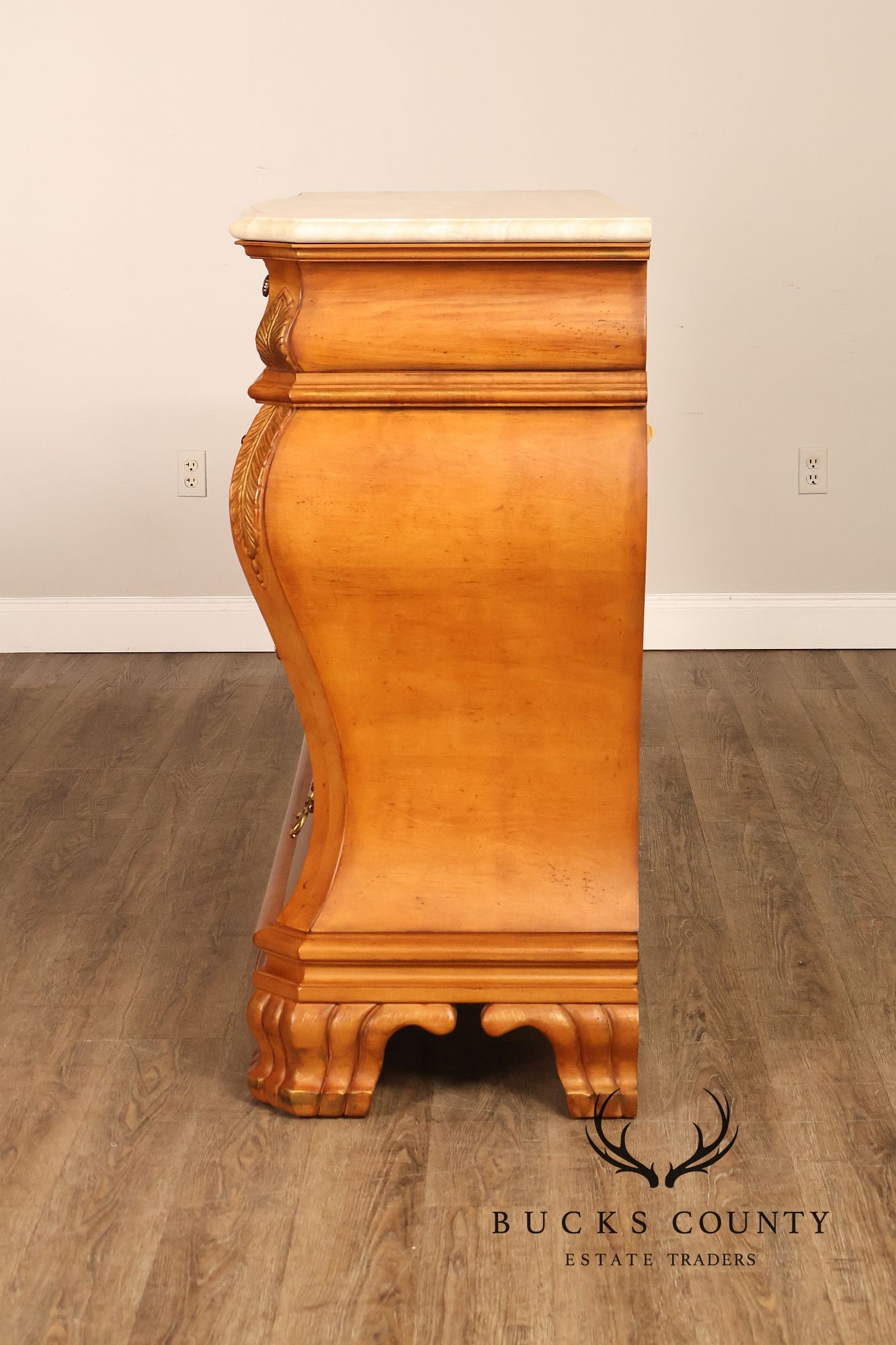Century Furniture French Style Bombe Chest With Marble Top