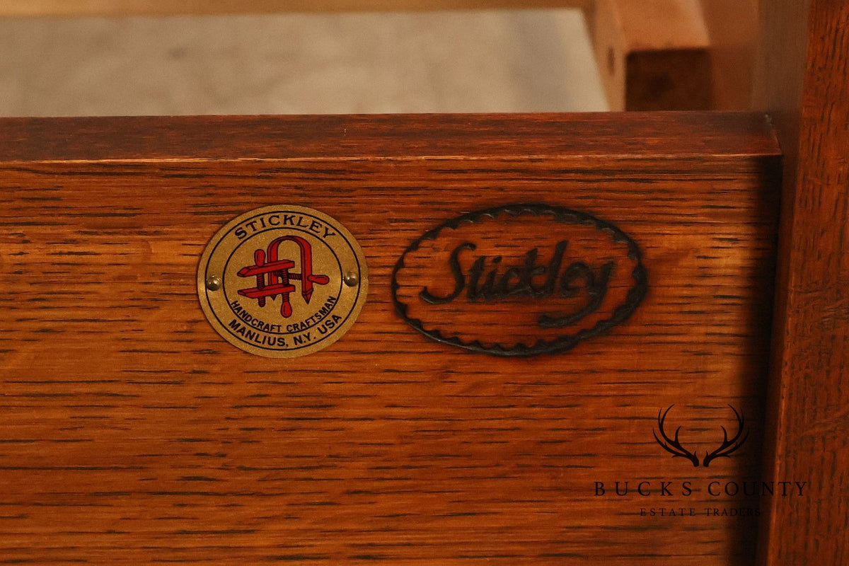 Stickley Mission Collection Oak Harvey Ellis Inlaid Queen Size Bed Frame