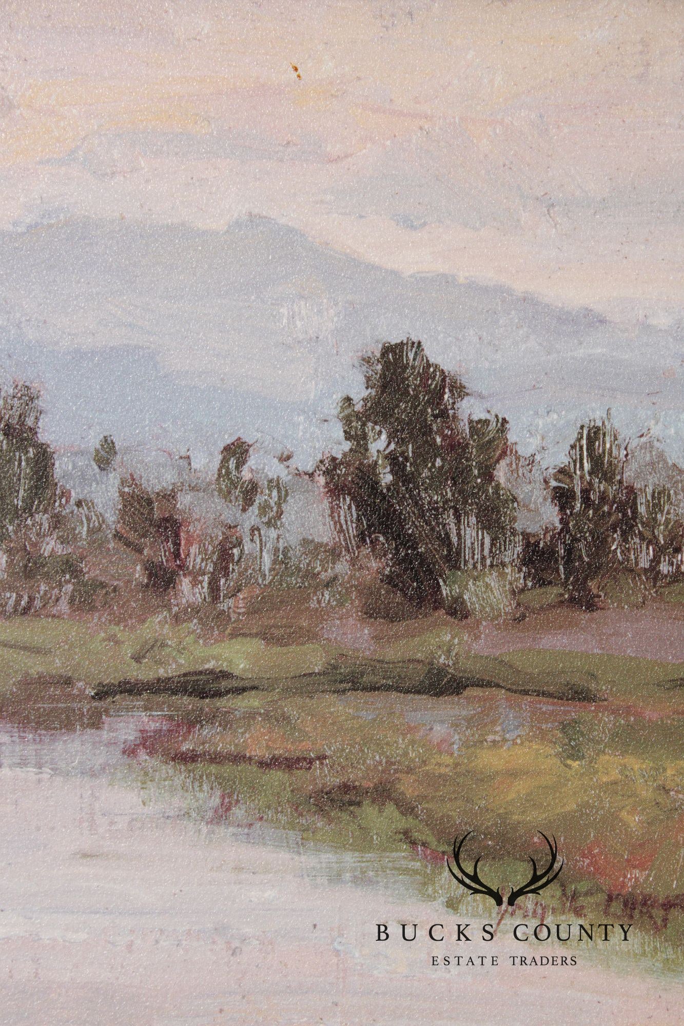 Impressionist Style Landscape Painting Riverbank