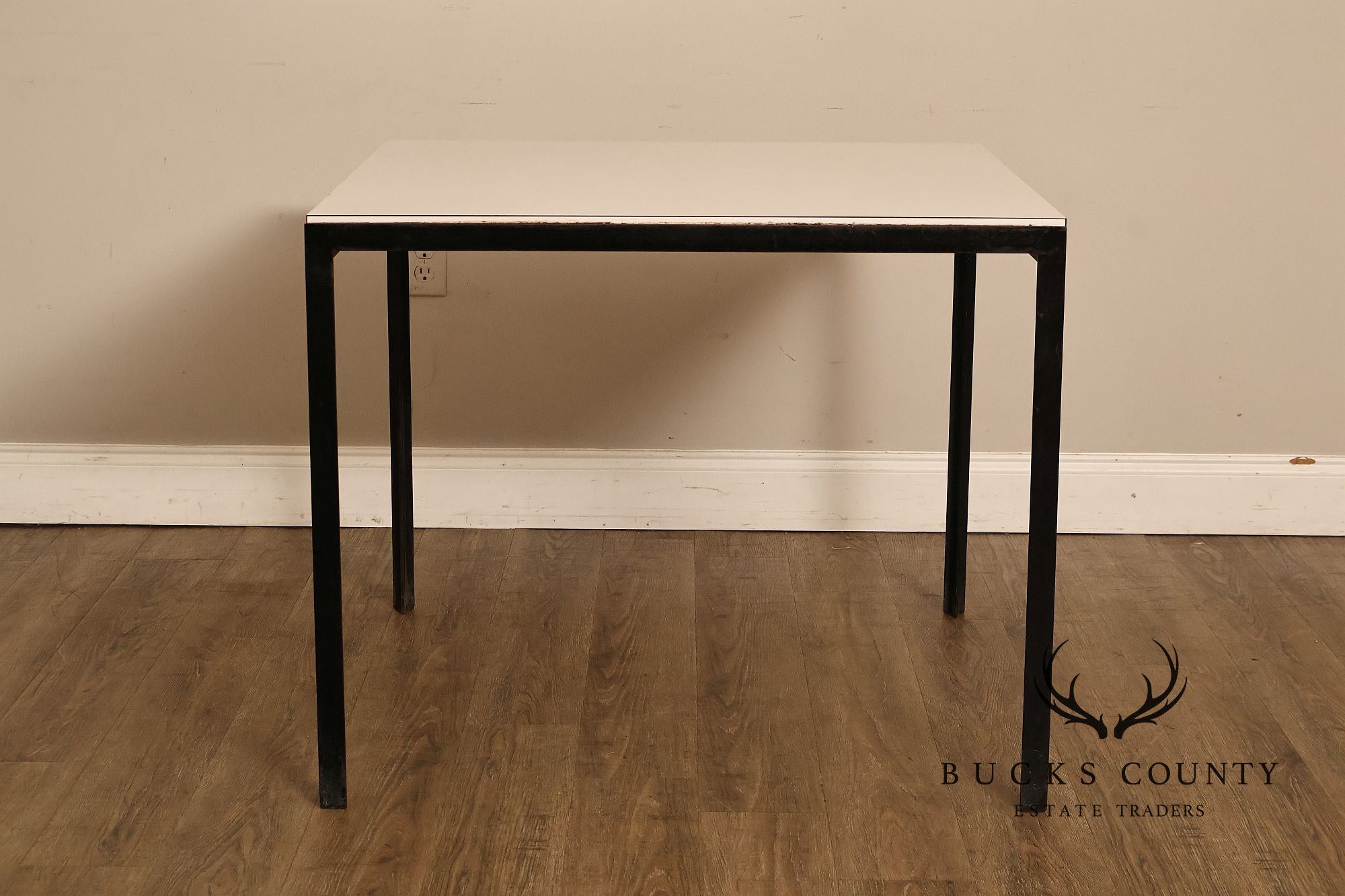 Vintage Knoll Associates Mid Century Modern White Laminate And Black Metal Dining Table