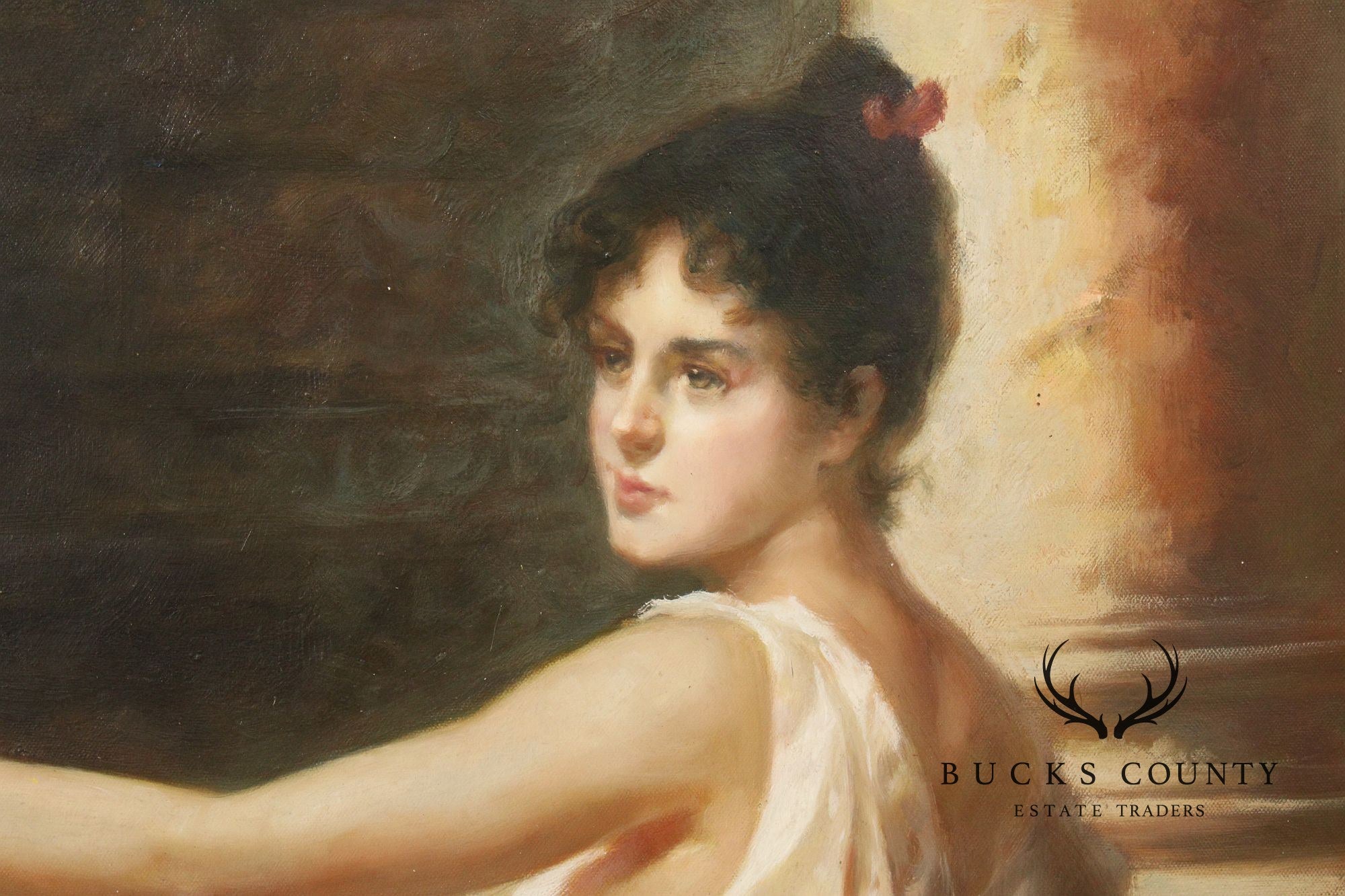 After Conrad Kiesel Salon Painting, 'The Mandolin Player'