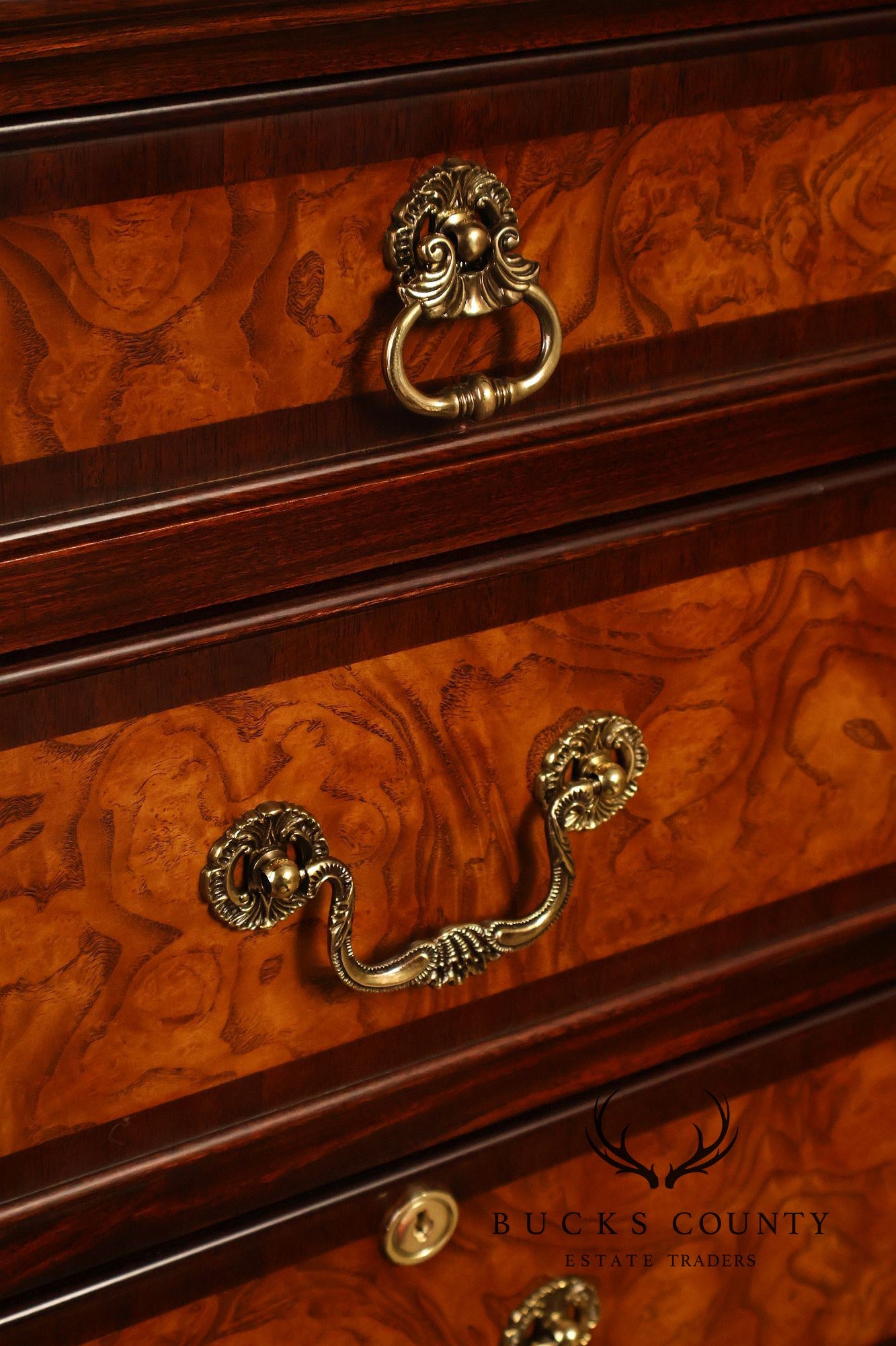 Henkel Harris Mahogany And Burlwood Leather Top Executive Desk