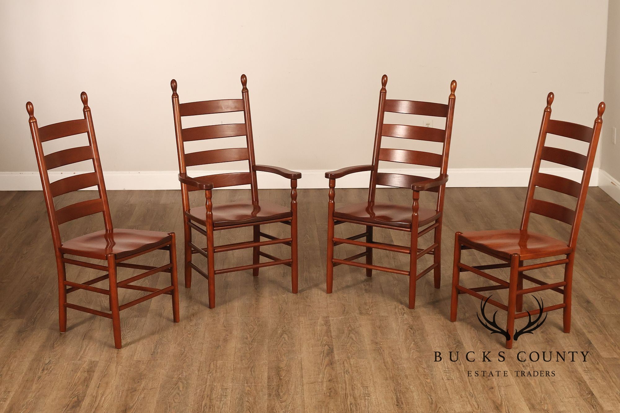 The Keystone Collection Set of Four Solid Cherry Ladder Back Dining Chairs