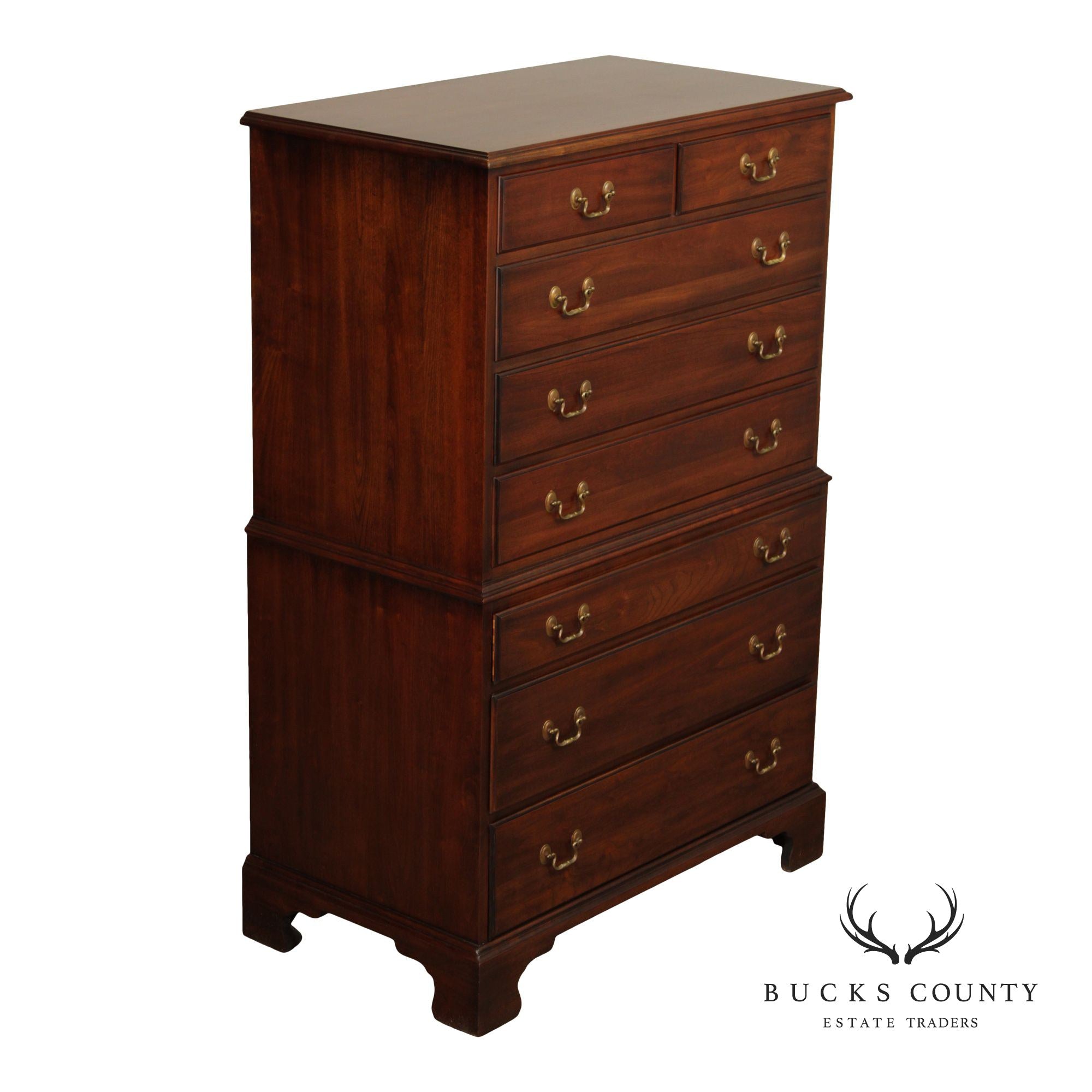 Henkel Harris Chippendale Style Vintage Cherry Tall Chest
