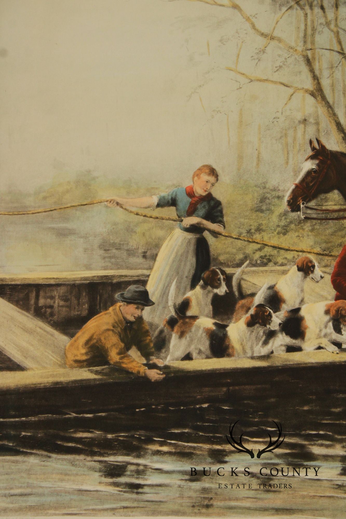 D.F. Thomson English Hunt Print, 'Home by the Ferry'