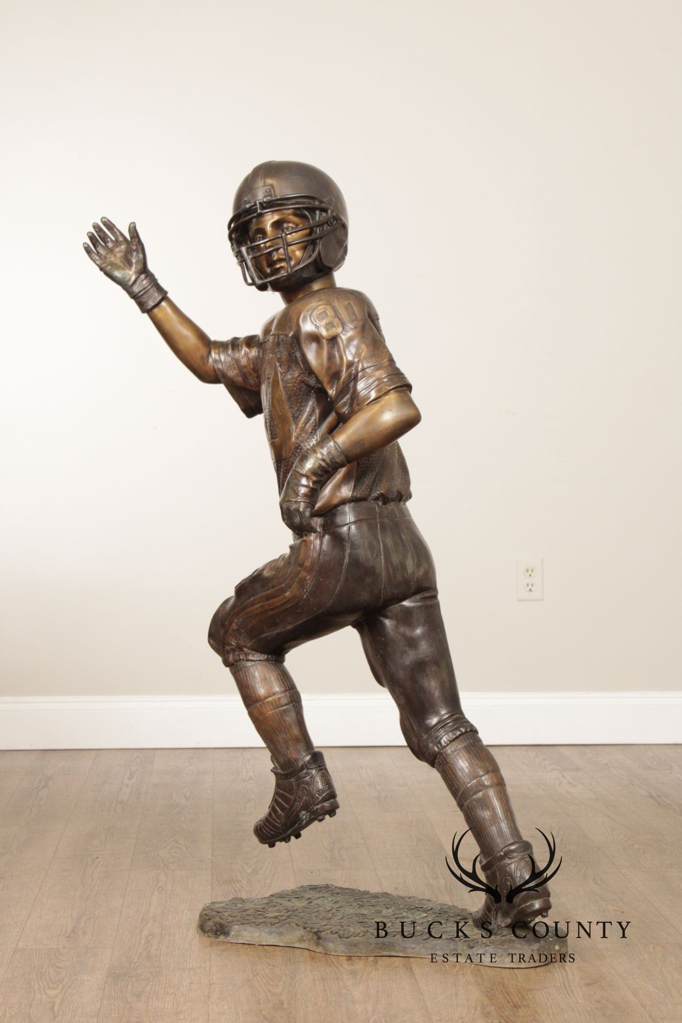 Bronze Garden Statue Of A Football Player