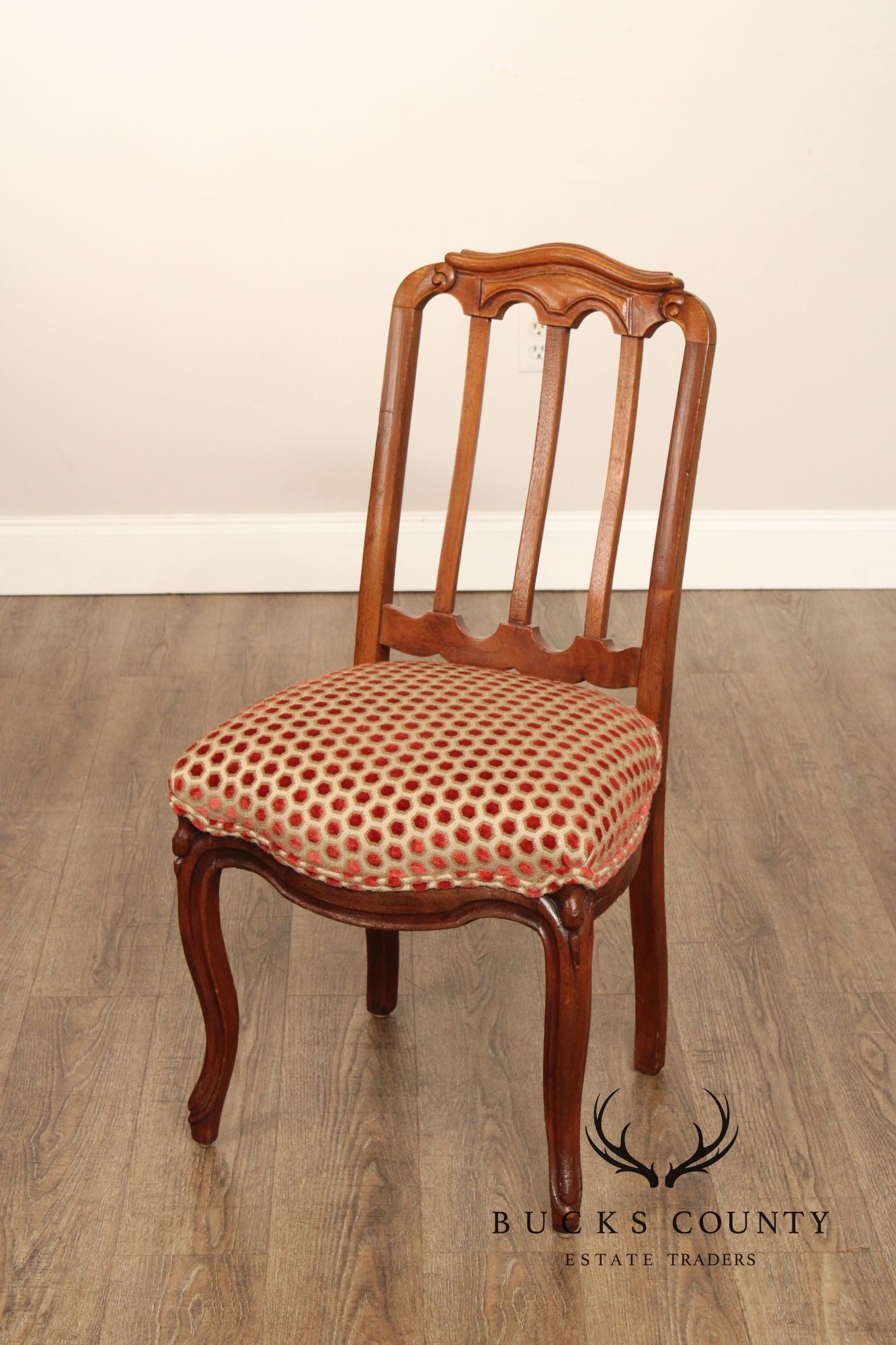 French Louis XV Style Pair of Carved Walnut Side Chairs