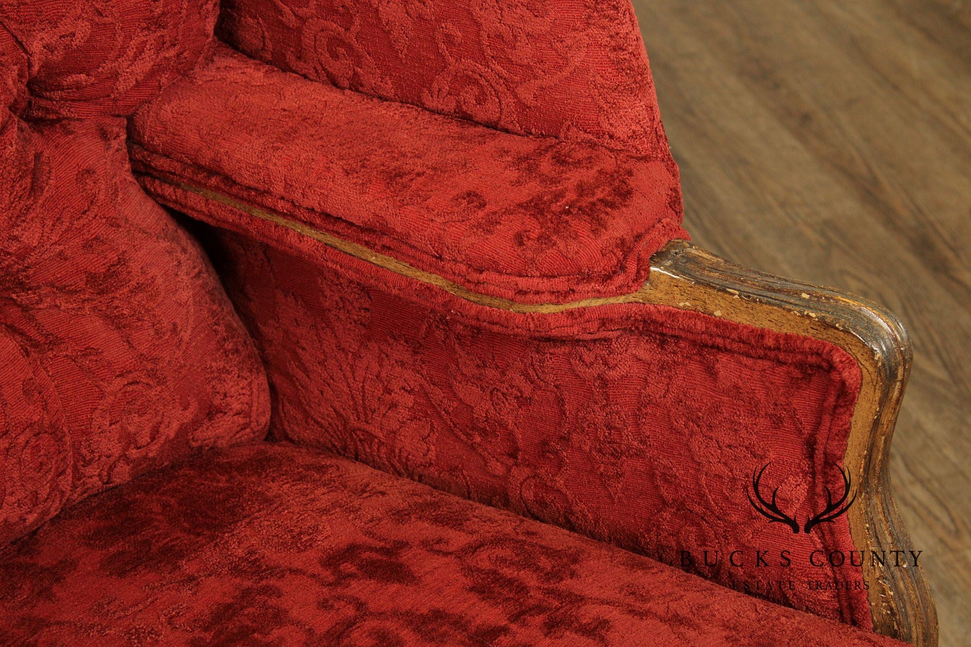 Georgian Style Pair of Wingback Armchairs and Ottoman