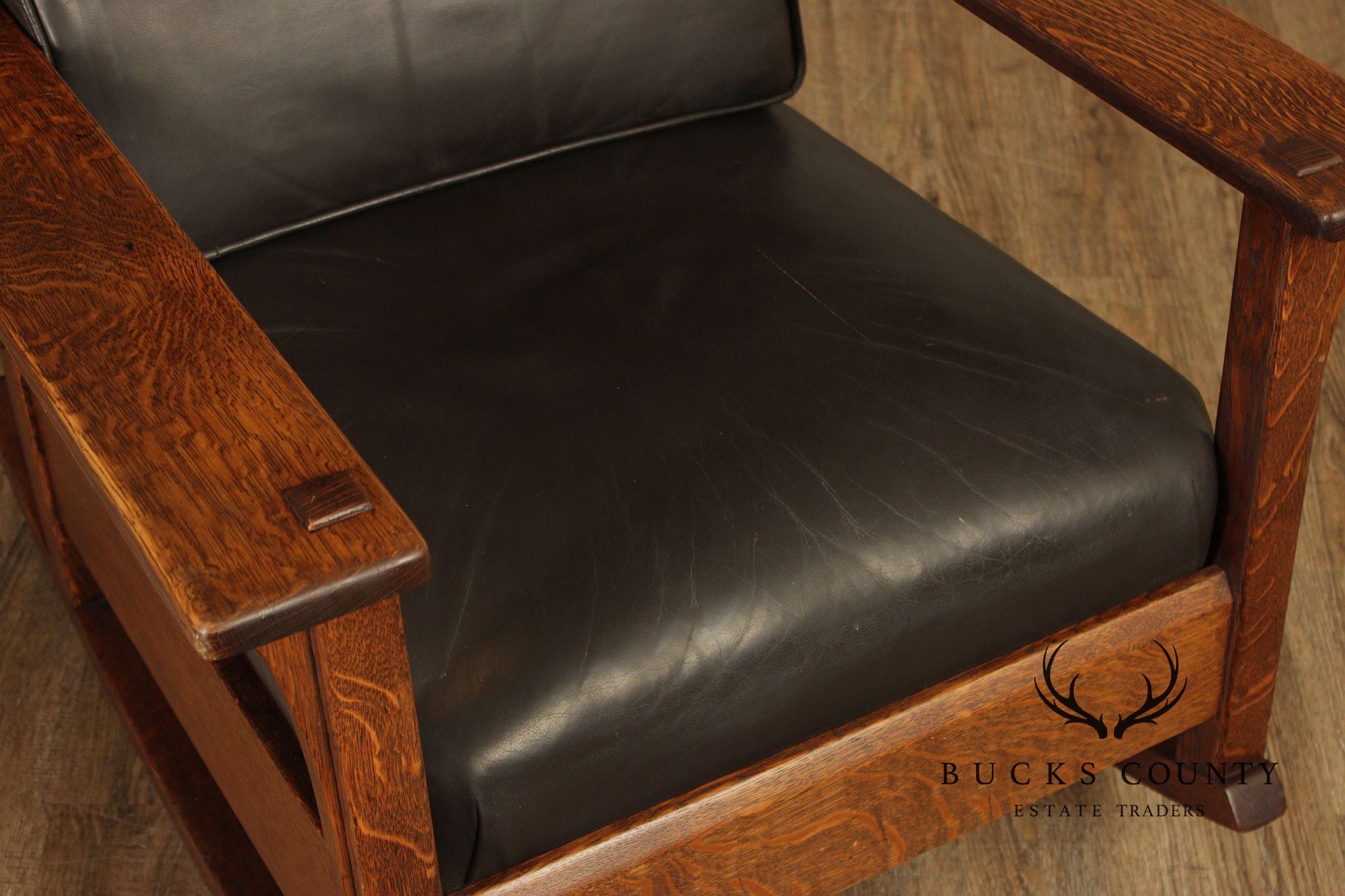 Antique L. & J.G. Stickley Mission Oak Morris Rocker