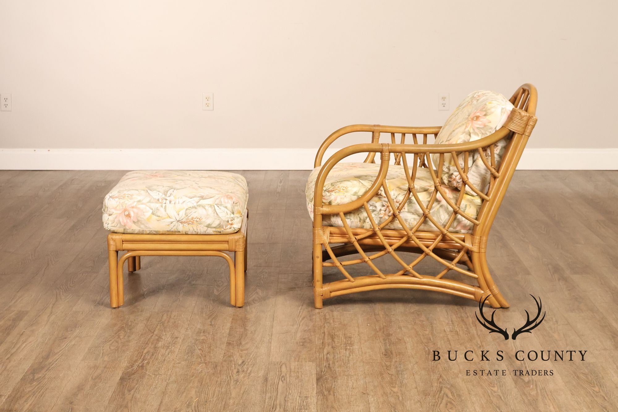 Laneventure Tradewinds Rattan Armchair and Ottoman