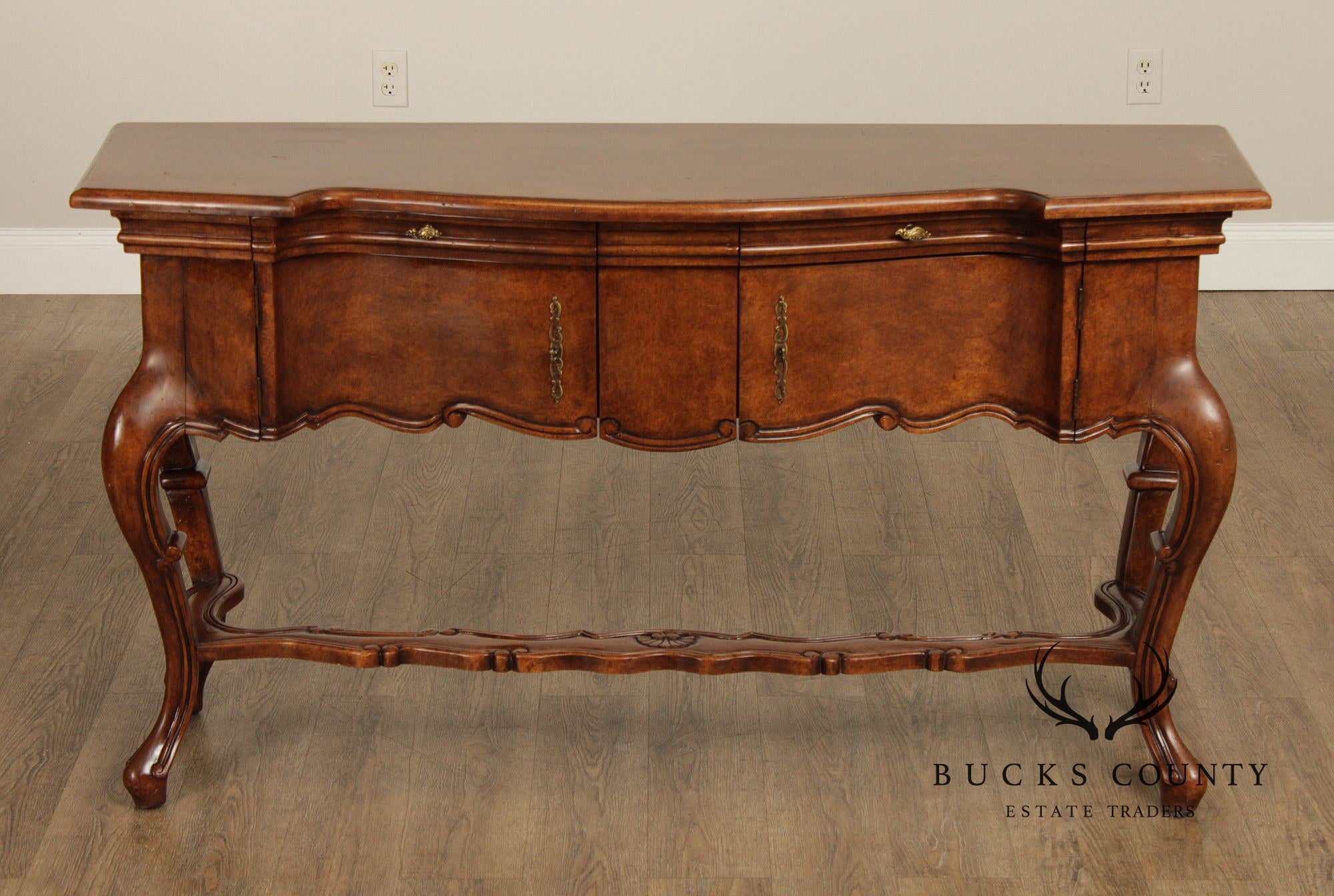 Italian Renaissance Style Burl Finish Sideboard Server