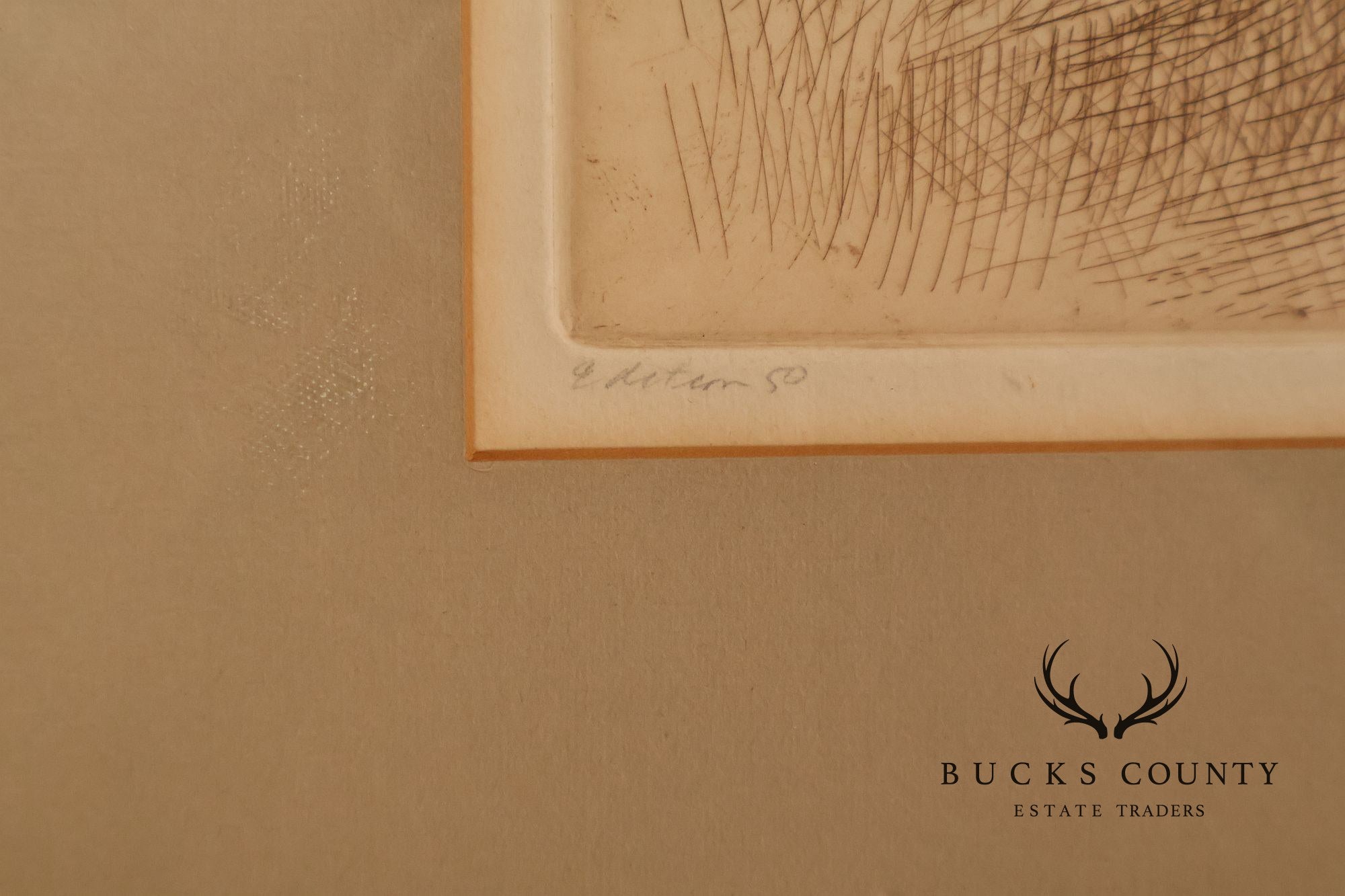 Harold Altman Framed Etching, 'Bench'